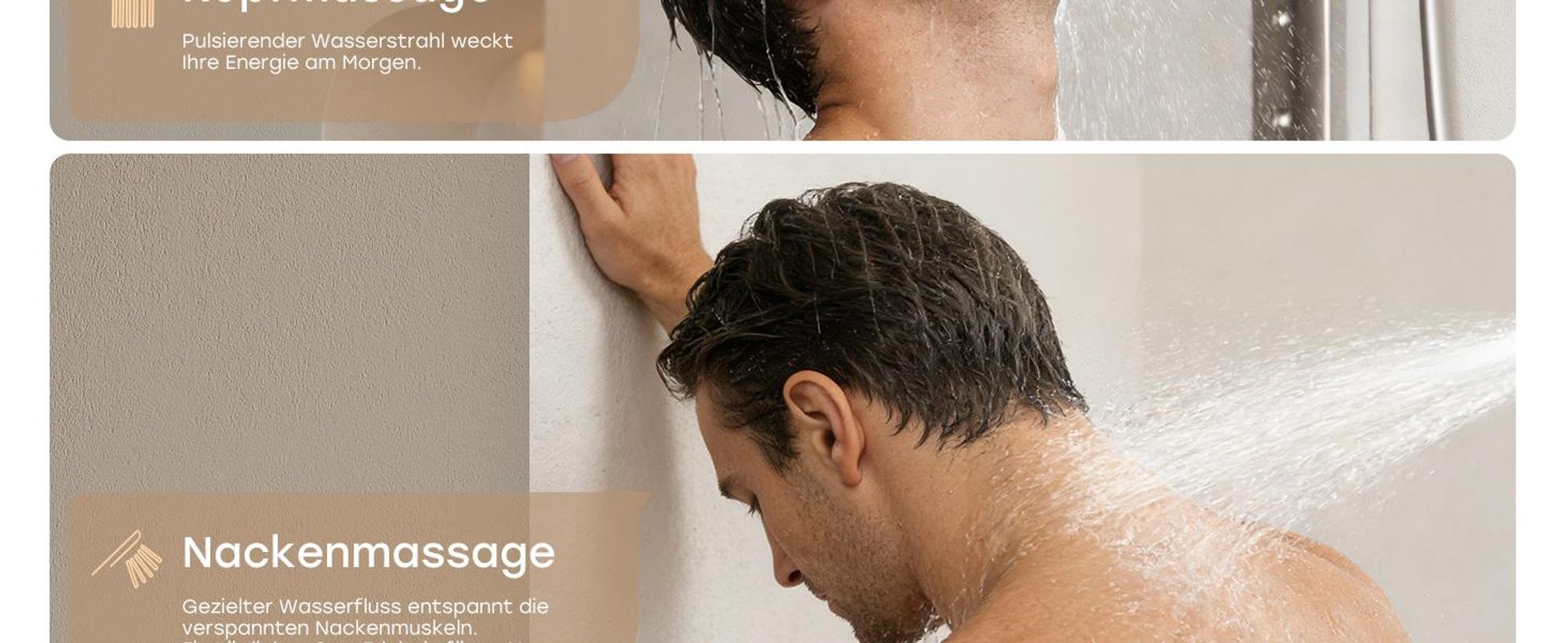 HOROW Regendusche Set Chrom, Duschset Duschsystem mit 4 Massage-Modi, Klappbares Duschset, Höhenverstellbar, ohne Armatur, passt auch für Badewannen