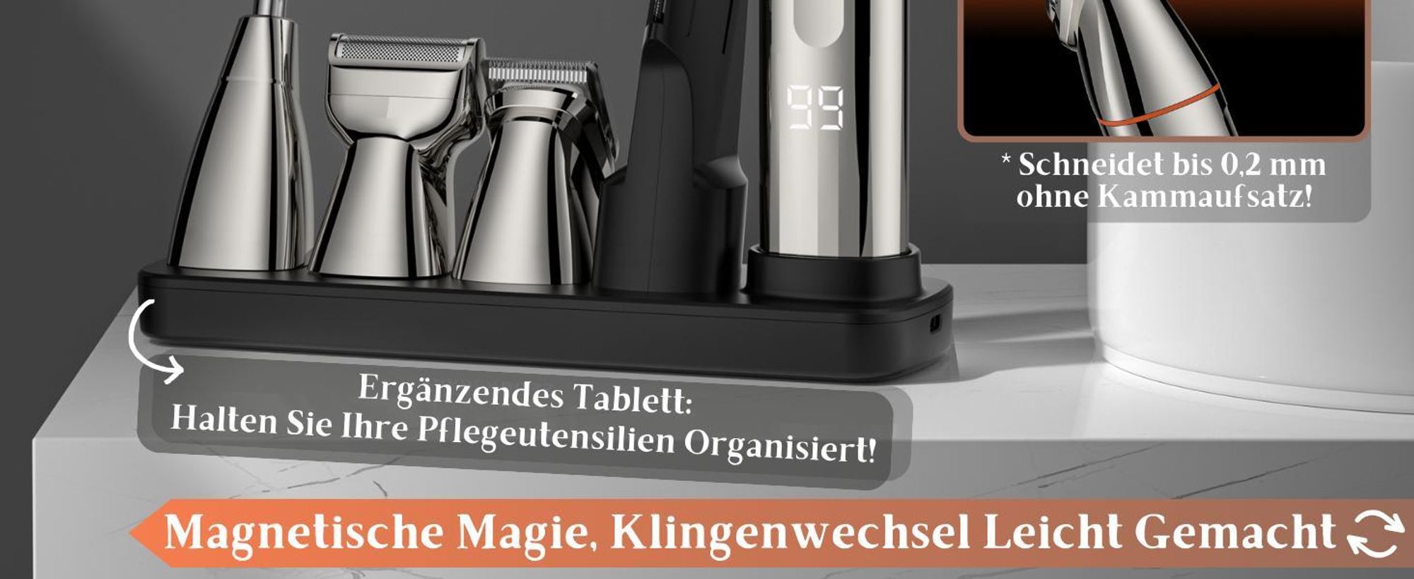 Elektrisch rasierer, Barttrimmer, 5-in-1 Elektrorasierer, Nasenhaartrimmer, Körperhaartrimmer, Haarschneider, Bartschneider, für Nase, Ohren & Körper