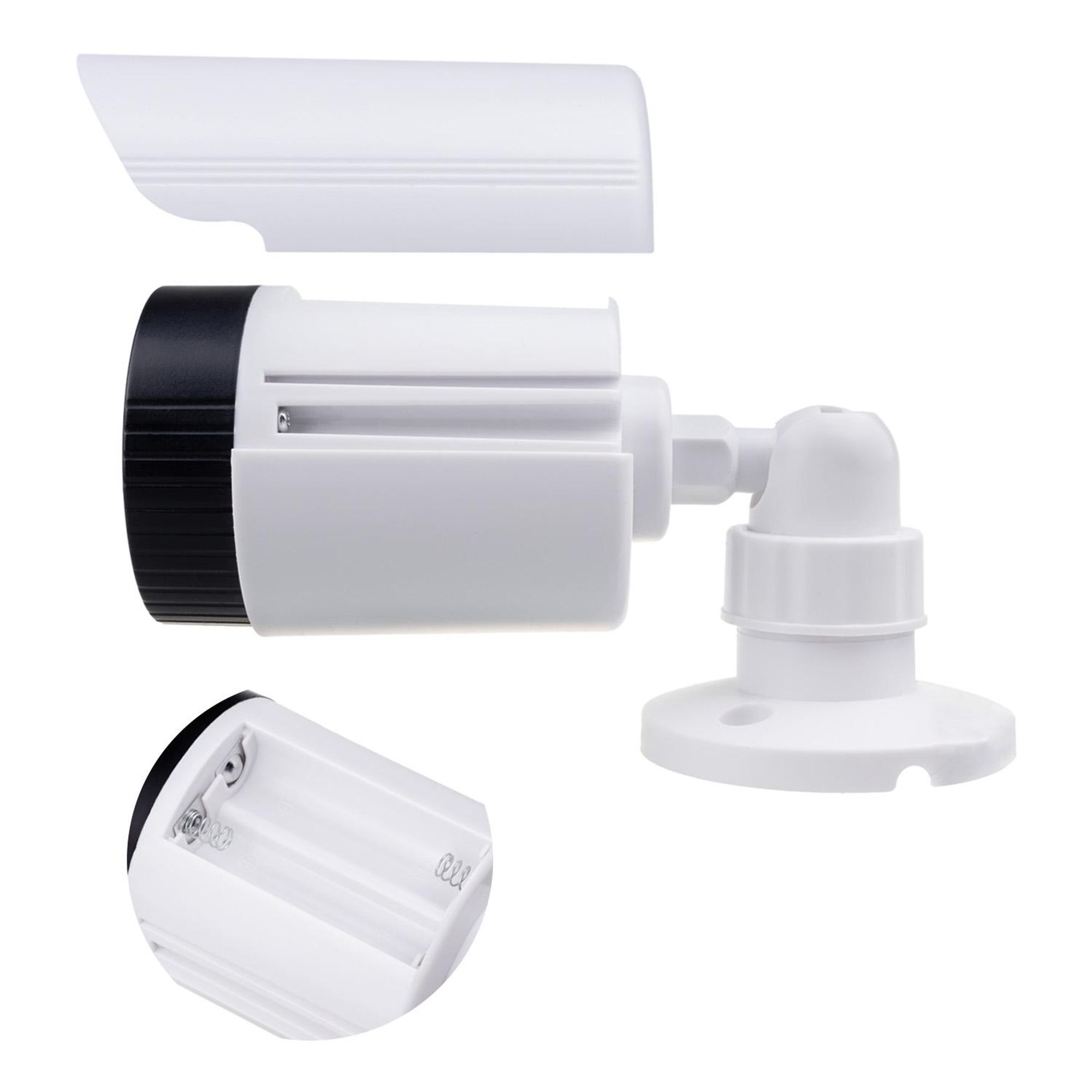 Attrappe einer Röhrenkamera IR-LEDs weiß Stromversorgung 2xAA (nicht im Lieferumfang enthalten) ABS IR1800 W