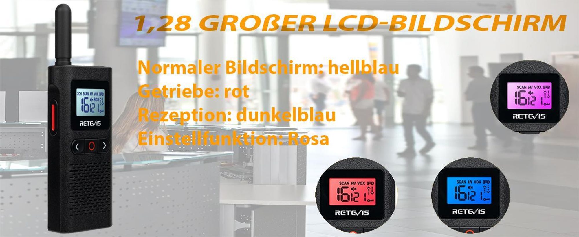 Retevis RB628 Funkgerät Mini, 1500mAh PMR446 Lizenzfreier 16 Kanäle Funkgeräte Wiederaufladbar, VOX, LCD-Anzeige, CTCSS/DCS Professional Walkie Talkie für den Einzelhandel (2 Stück, Schwarz)