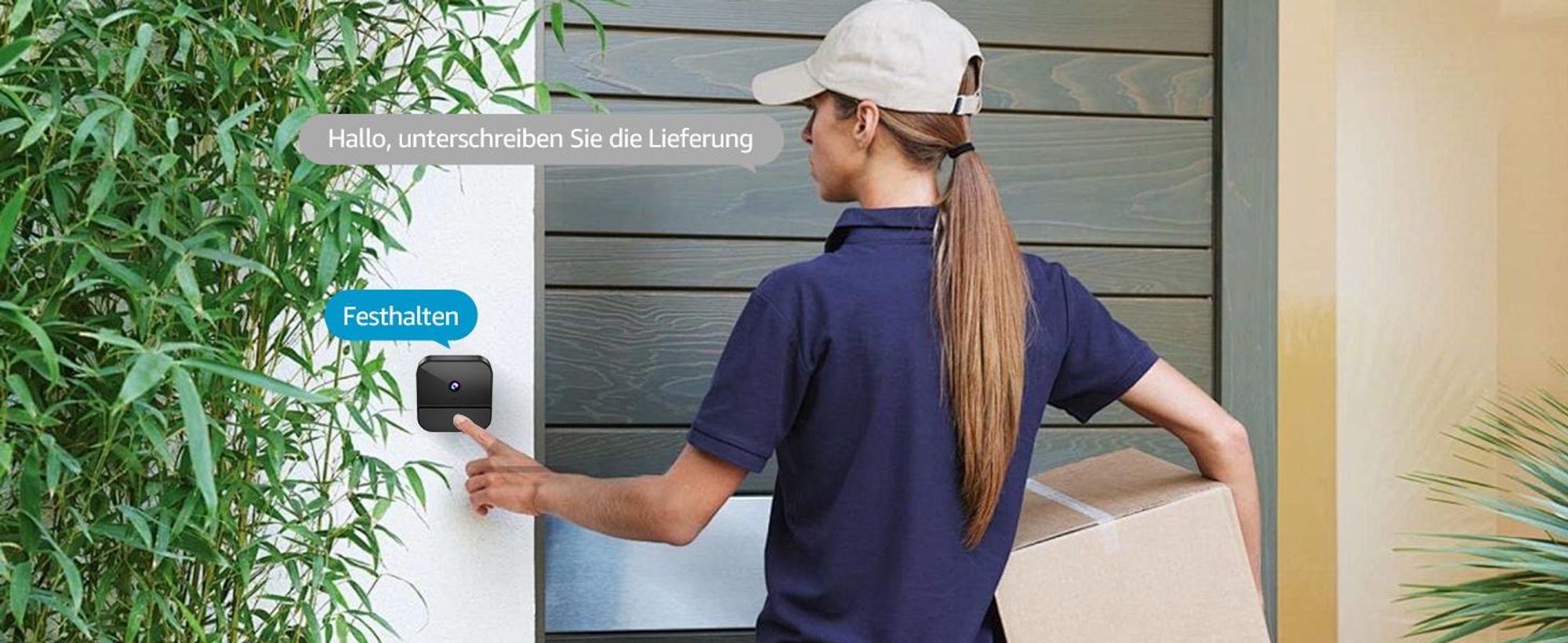 Video Türklingel, Kabellose Türklingel mit Kamera, Videotürklingel, 1080p-HD-Video, Zwei-Wege-Audio, 2.4G Wifi Video Doorbell Nachtsicht
