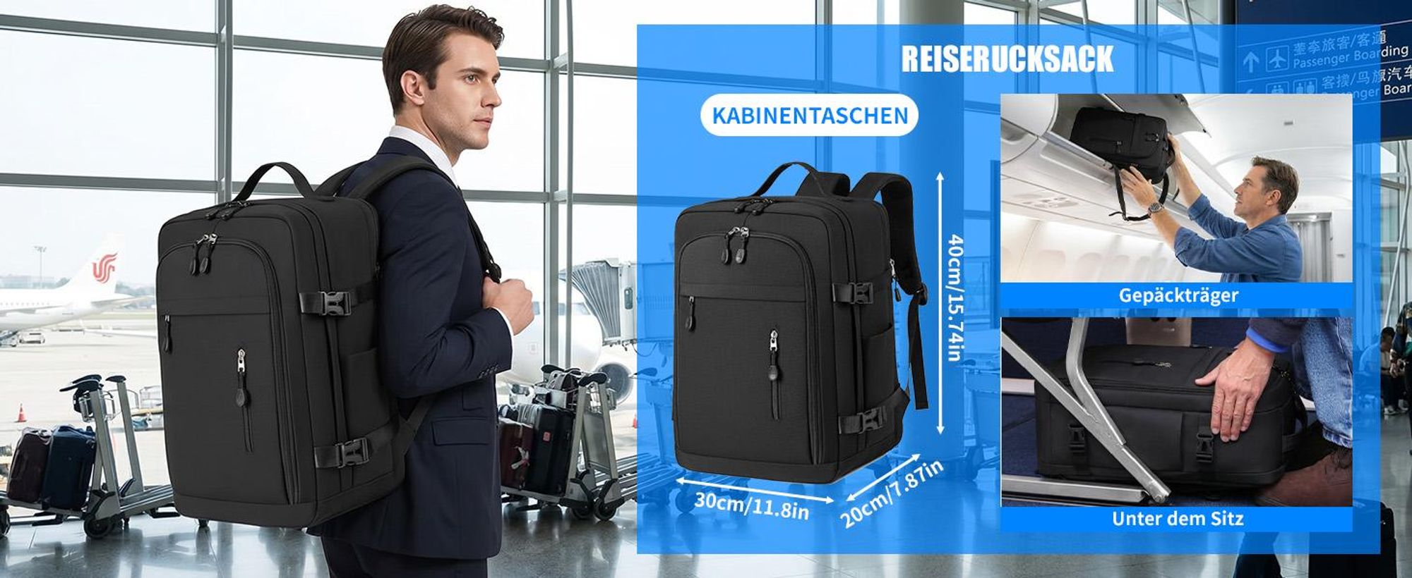 Rucksack, Laptoprucksack, 24L Große Schulrucksack, Handgepäck Rucksack für 15,6 zoll Laptop, für Arbeit Reisen