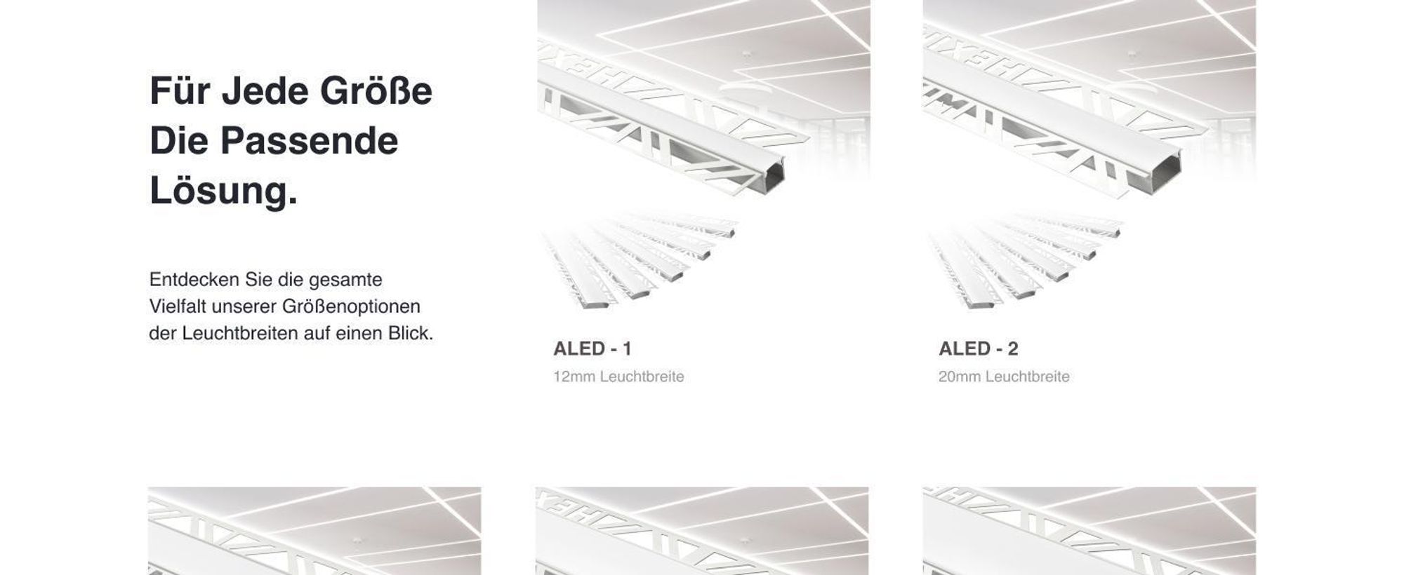 HEXIM LED Trockenbauprofil Alu Unterputzprofil LED Profil (2 Meter / 1 Profil) inkl. Abdeckung opal Trockenbauleiste Einbauprofil Schiene Decke Wand (ALED-2, Leuchtbreite 20mm)