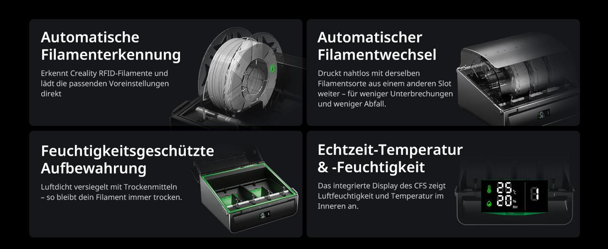 Creality K2 Combo 3D-Drucker, 260×260×260 mm Bauvolumen, Multicolor-Druck mit bis zu 16 Farben, beheizter Druckraum, Dual-AI-Kameras