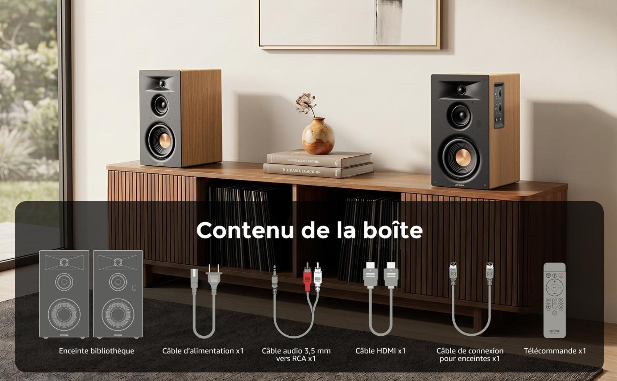 Ultimea Signature BS-30, enceinte acoustique 3 voies, type bibliothèque, avec connectivité HDMI