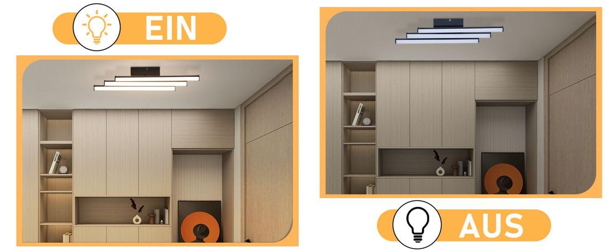 ZMH Plafondlamp Modern, Keukenlamp Zwart, 18W, Slaapkamerlamp, Binnenverlichting, Woonkamerlamp, 3000K Warmwit Licht, LED Plafondverlichting voor Keuken, Hal