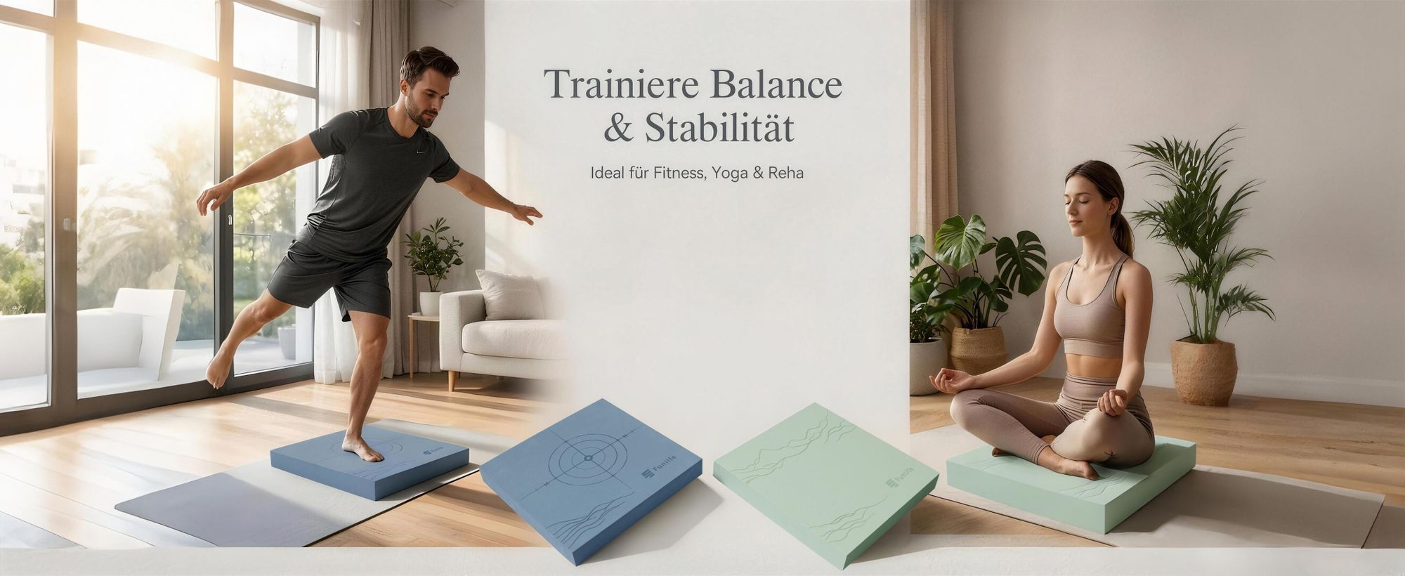 FunLife Balance Pad 40x40x5 cm – Gleichgewichtskissen für Core Training, Koordination, Balance & Yoga, bis 150 kg