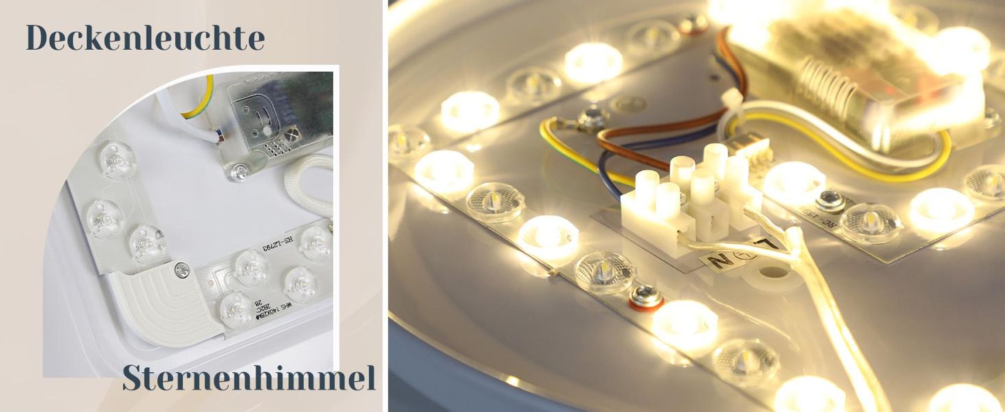 ZMH LED plafondlamp, slaapkamer, ronde plafondlamp, 25 cm, sterrenhemel, warmwit, 12W, 3000K, plafondverlichting voor keuken, kantoor, kinderkamer, hal, kelder