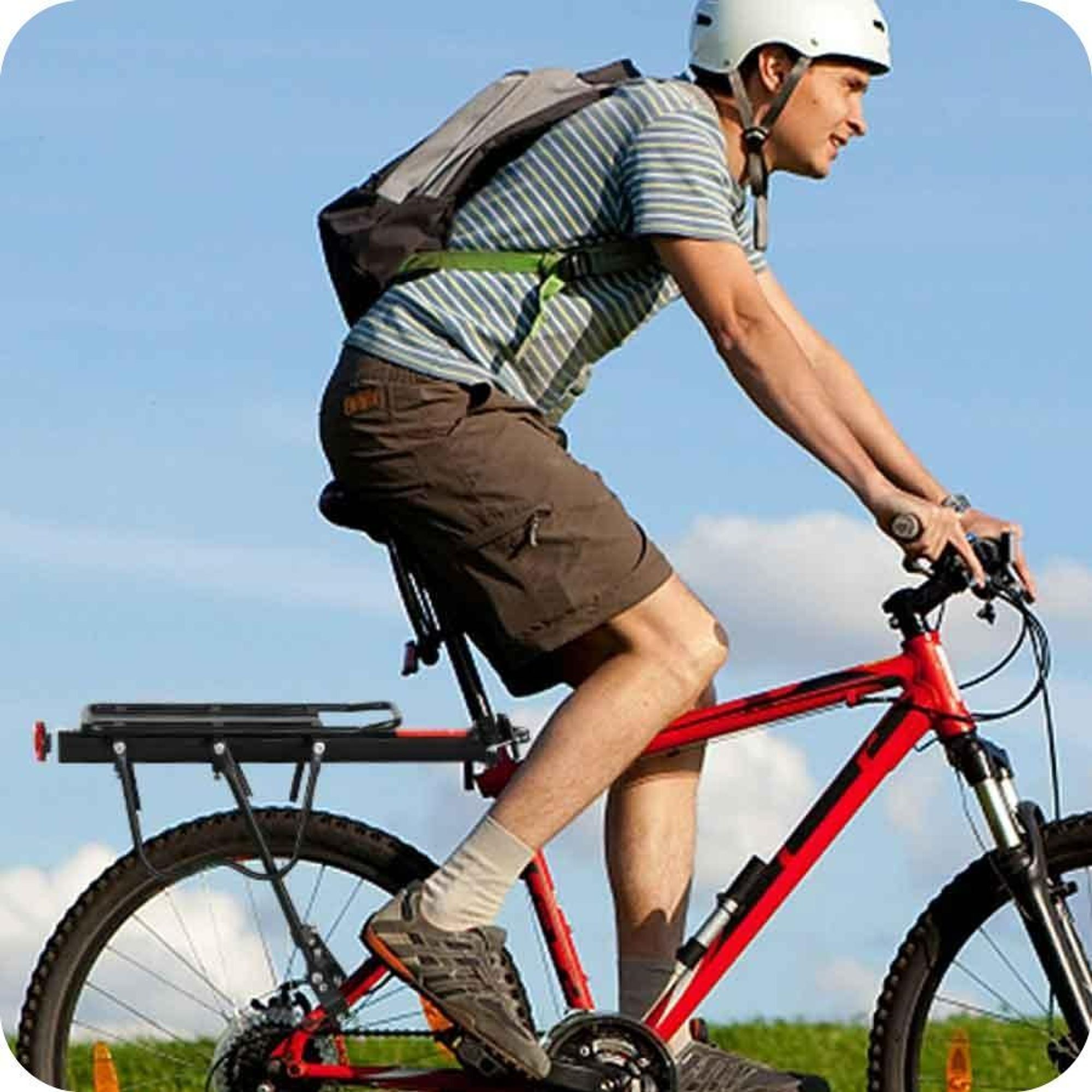 MUNDO® Bagażnik rowerowy [24"-29"] Max 50 kg - Regulowany bagażnik rowerowy ze stopu aluminium z odblaskiem - Bagażnik rowerowy