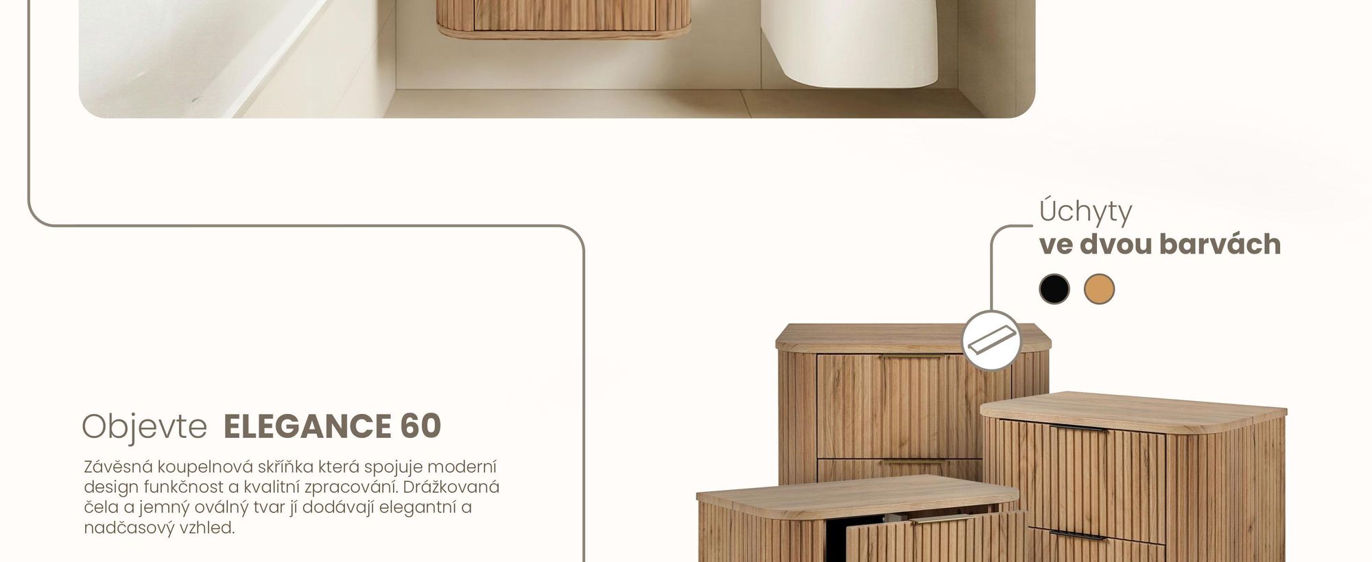 Koupelnová Skříňka 60 CM Hnědý Mat MDF 2 Zásuvky
