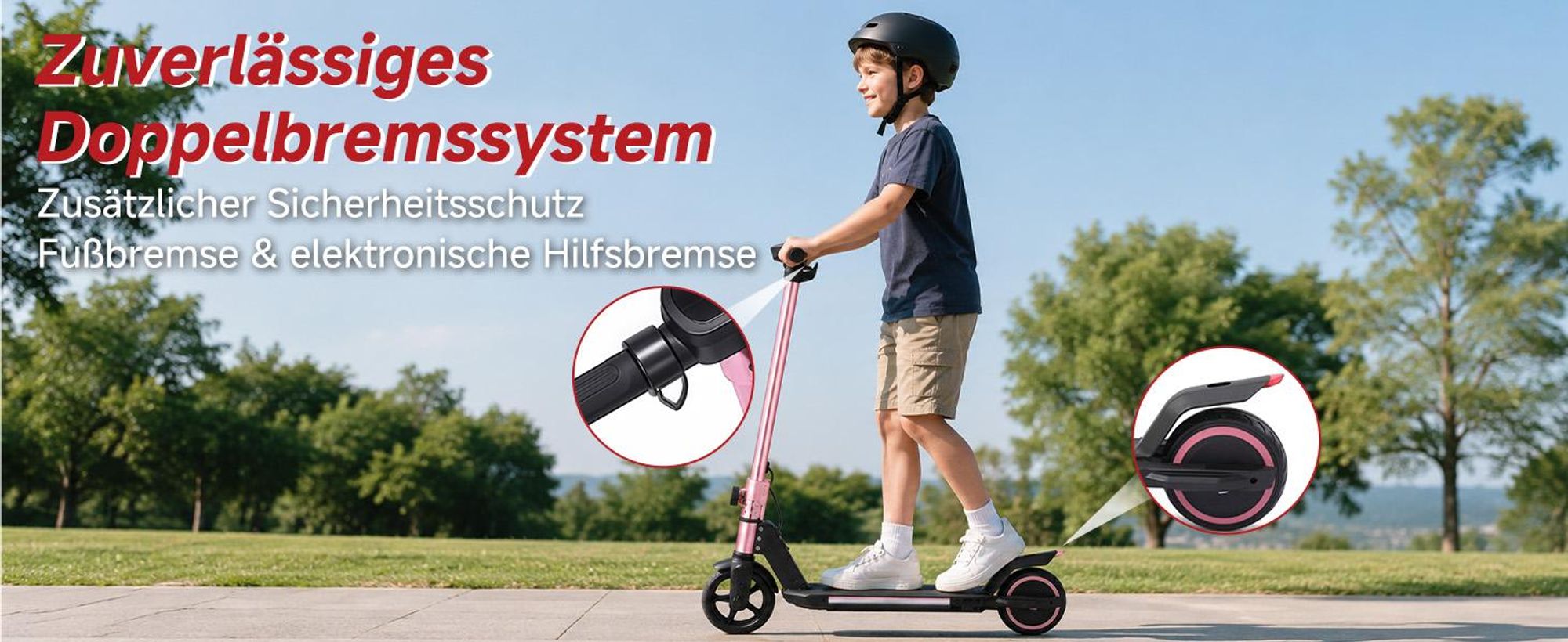 Kinder Elektroroller, 150W E-Scooter für Kinder, 16 km/h Kinderroller mit LED-Anzeige, RGB-Licht, Frontlicht, Doppelbremse, klappbar, 6,3 Zoll Vollgum