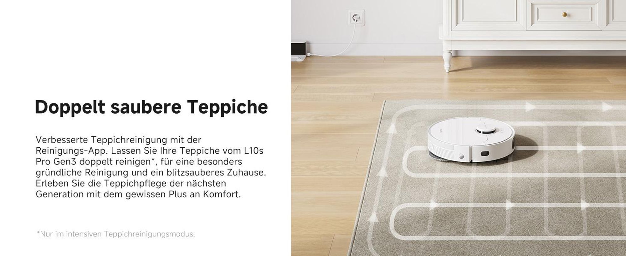 Dreame L10s Pro Gen3 Roboter Saugroboter Mit Wischfunktion,13000Pa Saugleistung,Intelligentes DuoScrub-Mop,7mm Auto-Lift,Teppichreinigung,5200mAh,Weiß