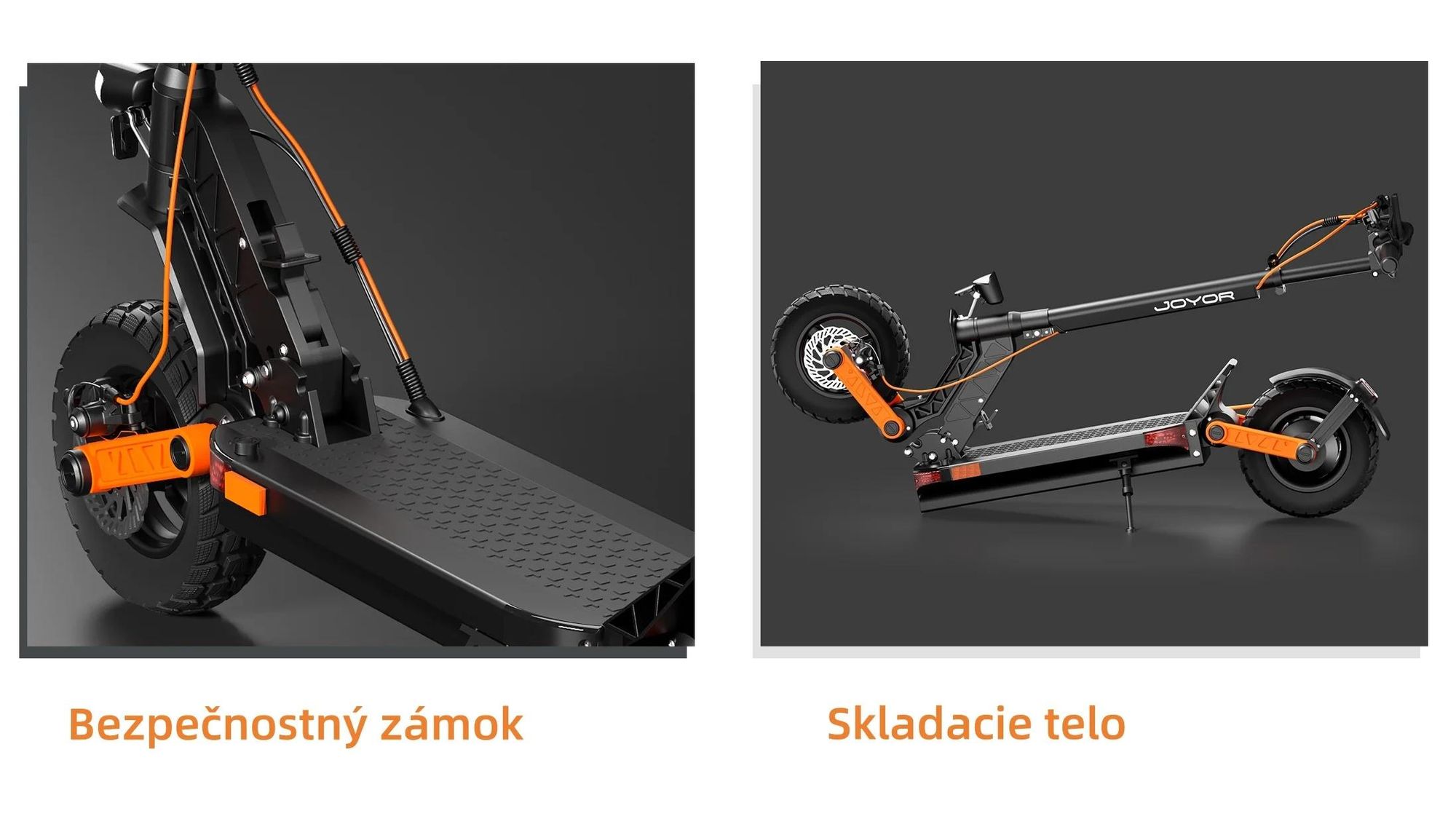 Elektrická Kolobežka JOYOR S8 - 600W Motor 48V26AH Batéria 10-palcové Pneumatiky Kotúčová Brzda - Čierna