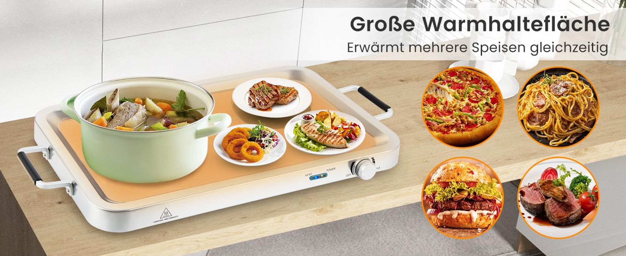 GOPLUS 2 in 1 Buffetwärmer & Warmhaltebehälter, 450W elektrische Warmhalteplatte mit Deckeln, 8 L Buffet Wärmer mit Temperaturregler von 50℃ bis 150℃, Edelstahl Speisenwärmer für Catering & Party