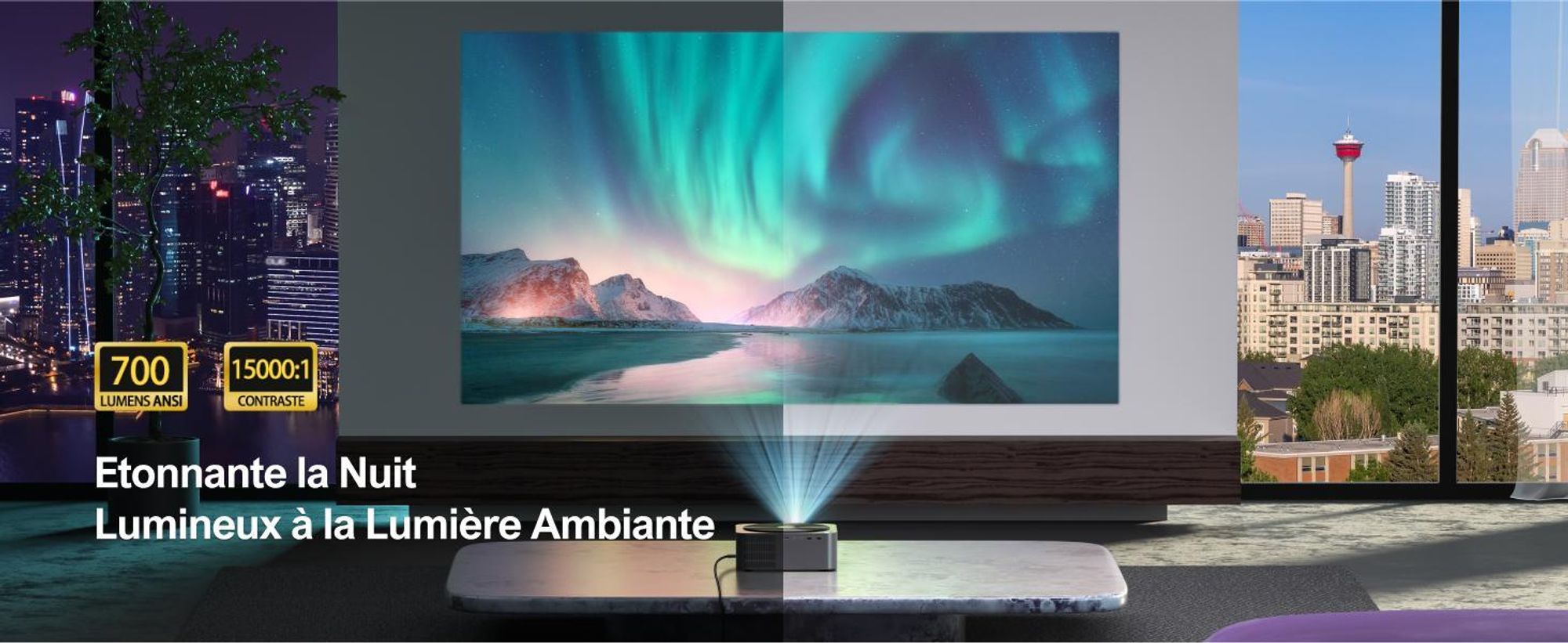Projecteur ULTIMEA 1080P version mise à jour avec prévention des obstacles, 700 ANSI lumens, 15000:1, orientation intelligente de l'écran, Apollo-P40