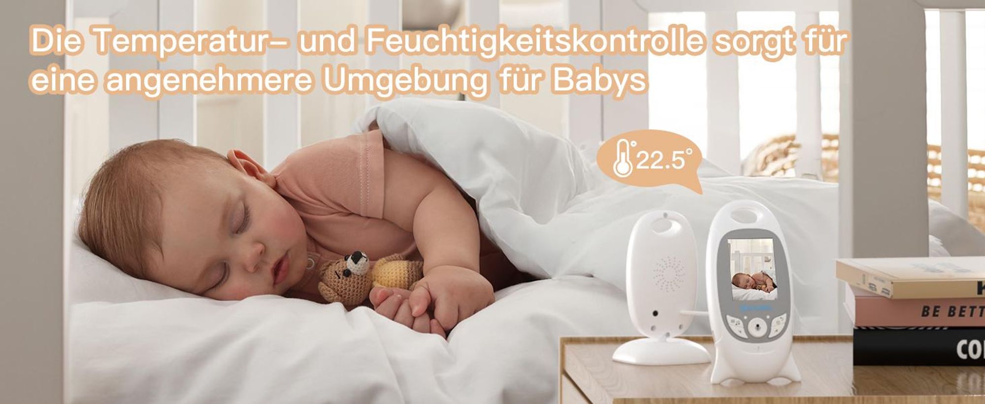 Boifun 2" Babyphone mit Kamera Video Baby Monitor mit Halterung VOX Modus Nachtsicht Temperatursensor