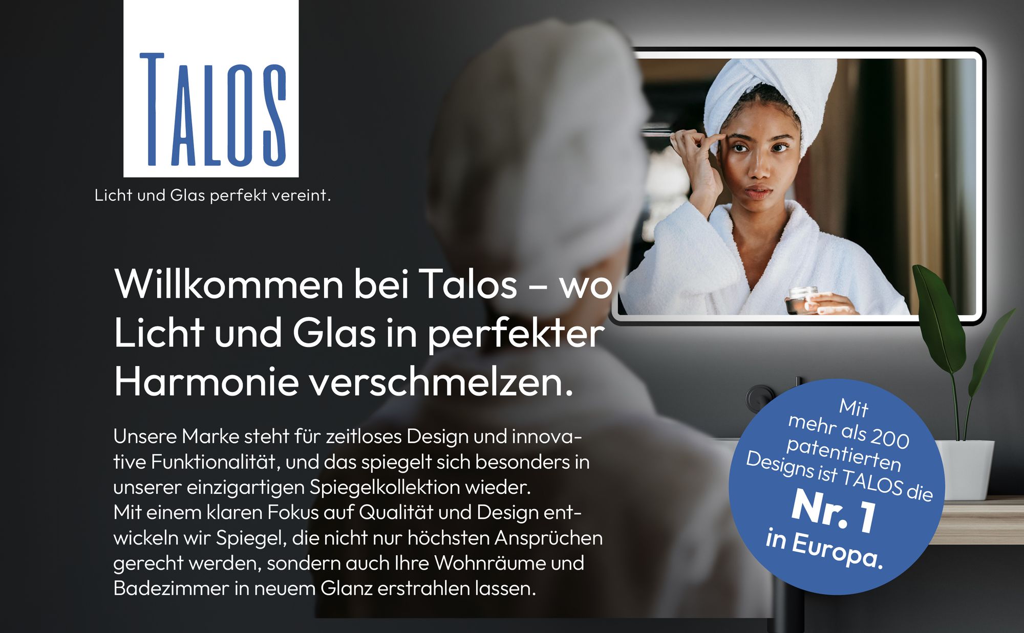 LED Badspiegel TALOS 80x60 cm - feuchtraum geeigneter Badezimmerspiegel mit Beleuchtung matt schwarzer Aluminiumrahmen Wandspiegel Lichtumrahmung