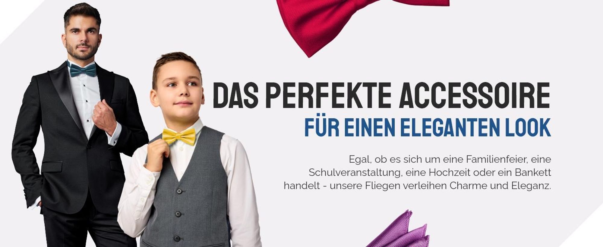 Ladeheid Herren Schmale Fliege & Einstecktuch Set M/P (12cm x 6cm, 22cm x 22cm)