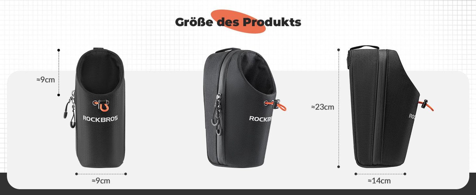 ROCKBROS Fahrrad Trinkflaschenhalter Lenkertasche Flaschentasche am Lenker Zubehör für E Scooters, Falträder, Mountainbikes, Rennräder