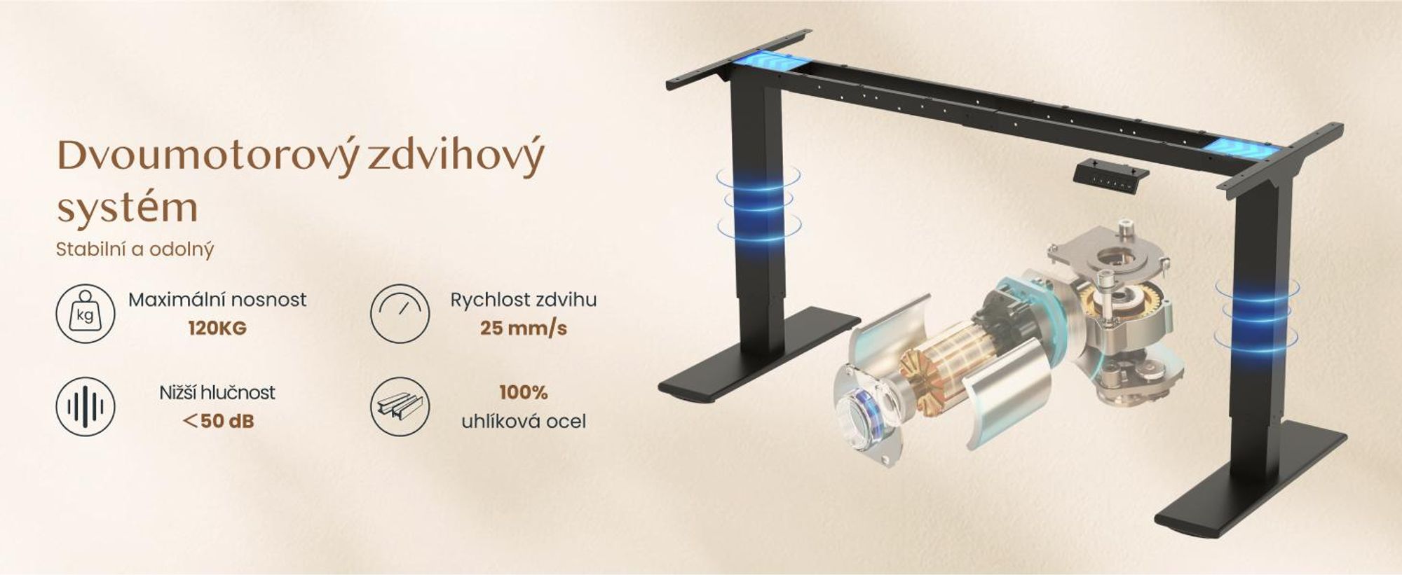 FLEXISPOT QB2 Výškově nastavitelný elektrický stůl 140 x 70 cm, 2 SILNÉ MOTORY, nosnost 120 kg, ochrana proti kolizi, 4 paměťové funkce (javor)