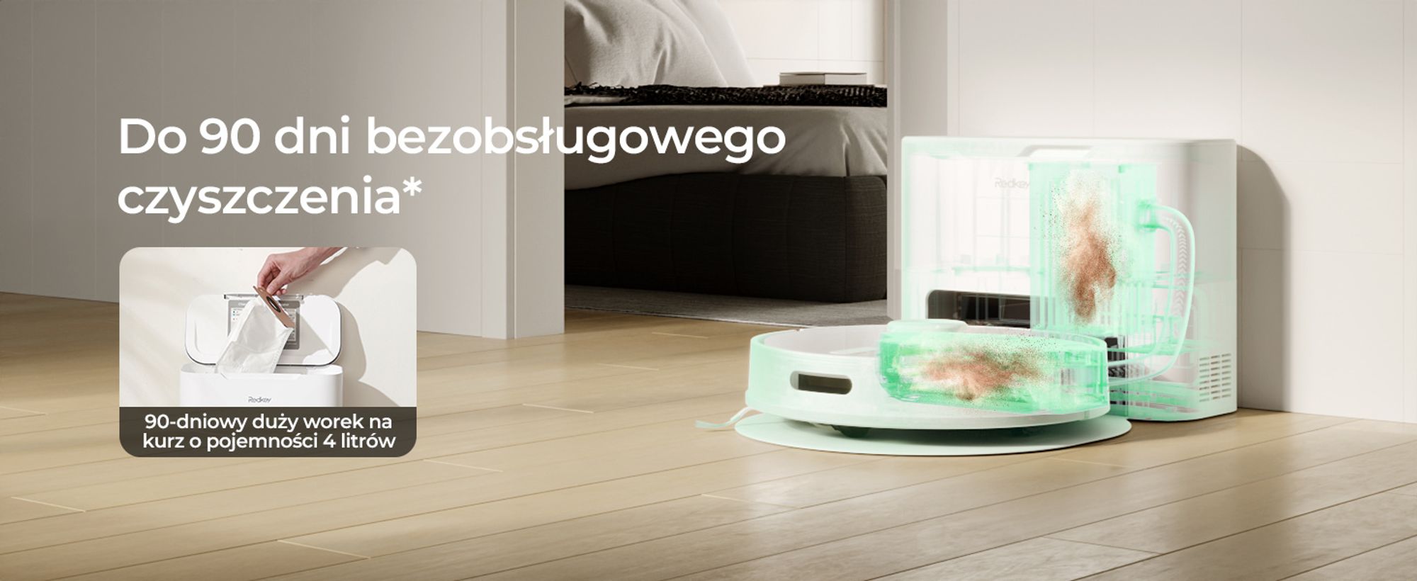 Redkey R10 robot odkurzający, stacja odsysania kurzu 4L, 4000Pa moc ssania, robot odkurzający z funkcją mopowania, 150 min robot odkurzający, nawigacj