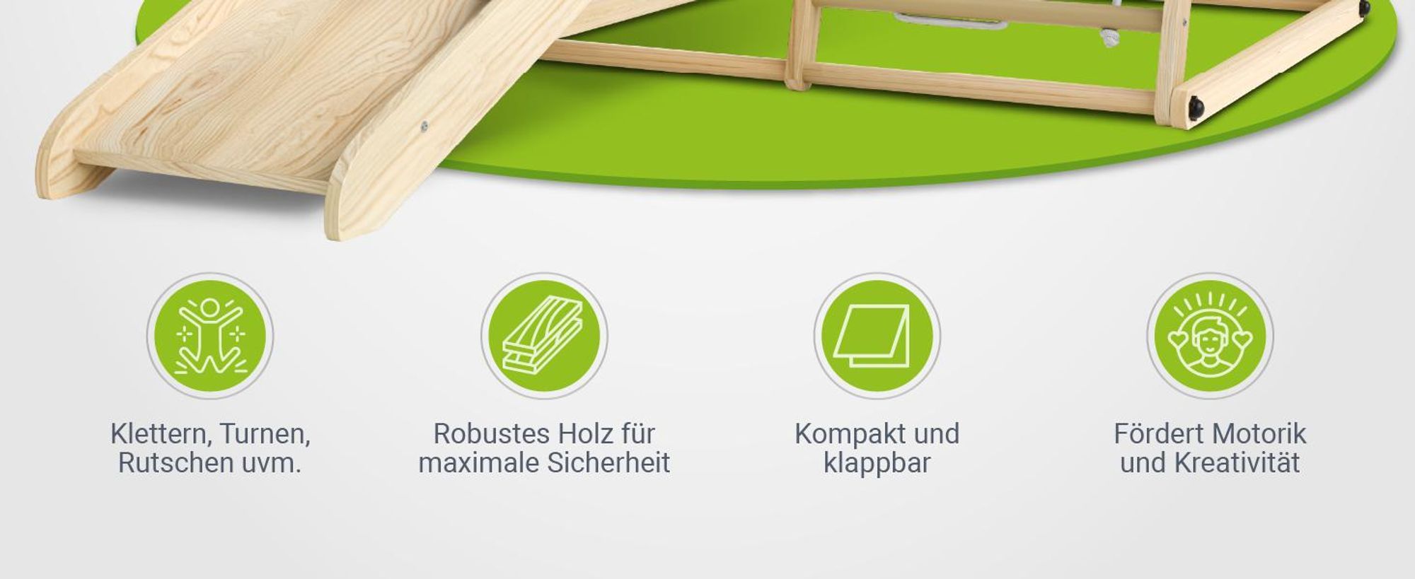 Juskys Mini Klettergerüst für Kinder - Rutsche, Kletterwand & Turnringe - Natur