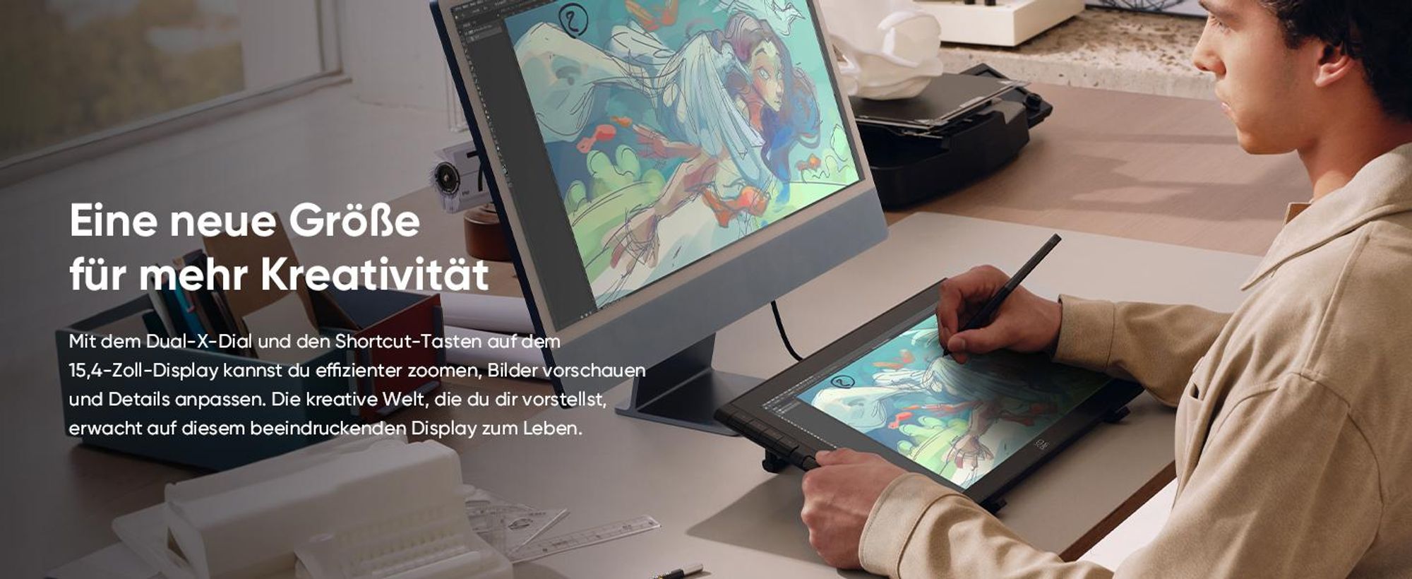 XPPen Artist 16 3rd Grafiktablett mit Bildschirm, 15,4 Zoll Full HD, 16384 Druckstufen, 99 % sRGB – Ideal für Digitalkunst und Grafikdesign