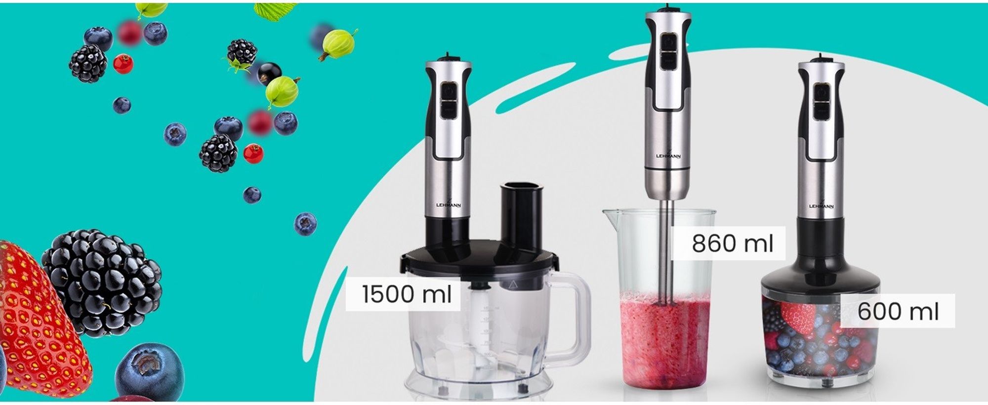 Stabmixer TURBO 1200W LEHMANN Edelstahl Mixer Mixstab Pürierstab Quirl, Rührhaken SET 9in1