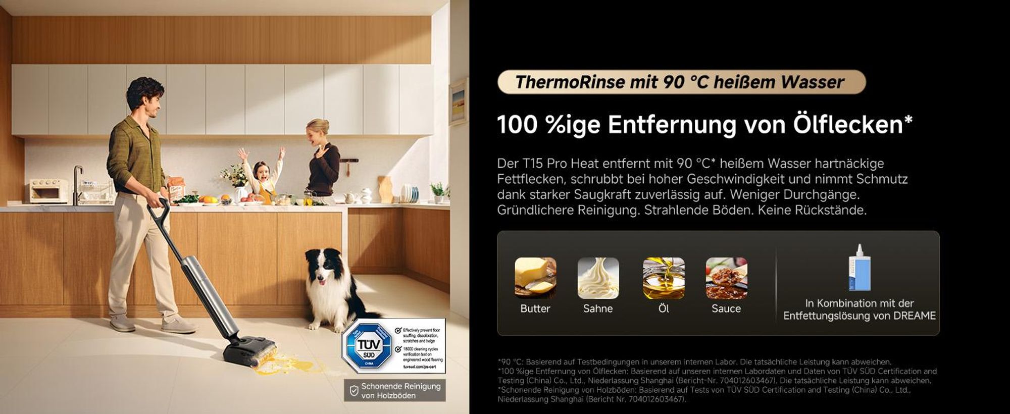 Dreame T15 Pro Heat Nass-und Trockensauger,30kPa Saugleistung Akku-Staubsauger,9,85cm ultraschlank,95℃ Heißwäsche＆Leises Trocknen,Reinigungssystem,LED