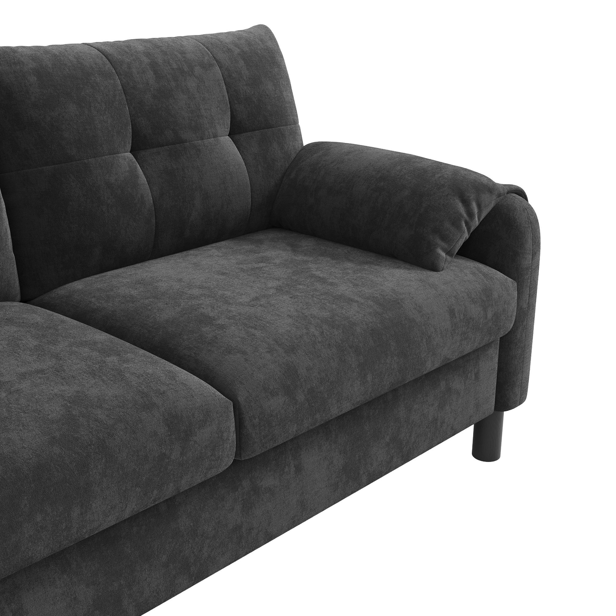 Merax 2 Sitzer Sofa, Couch, Polstersofa mit Kissen, Seitentaschen, Loveseat Loungesofa für Wohnzimmer, Schlafzimmer, Kleine Wohnung, Chenille, Grau