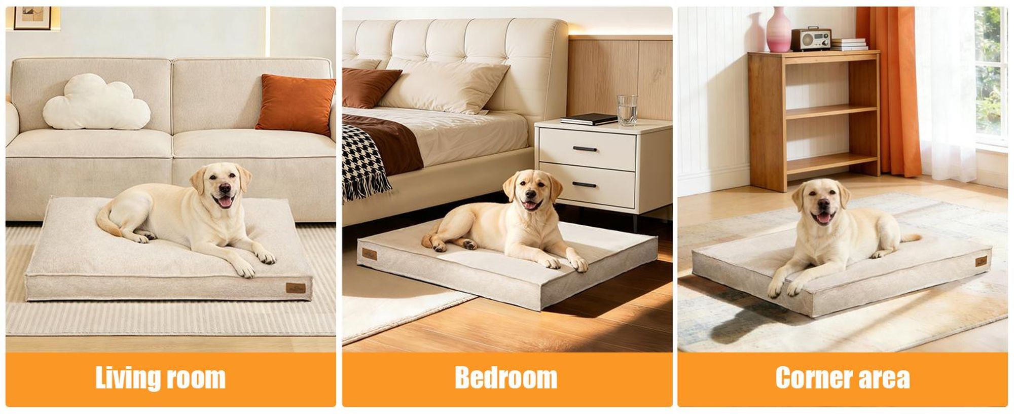WISFOR Hundebett Hundesofa Hundecouch Hundekissen Rutschfest, waschbar Bezug abnehmbar 2XL: 118 x 89 x 12 cm, Khaki