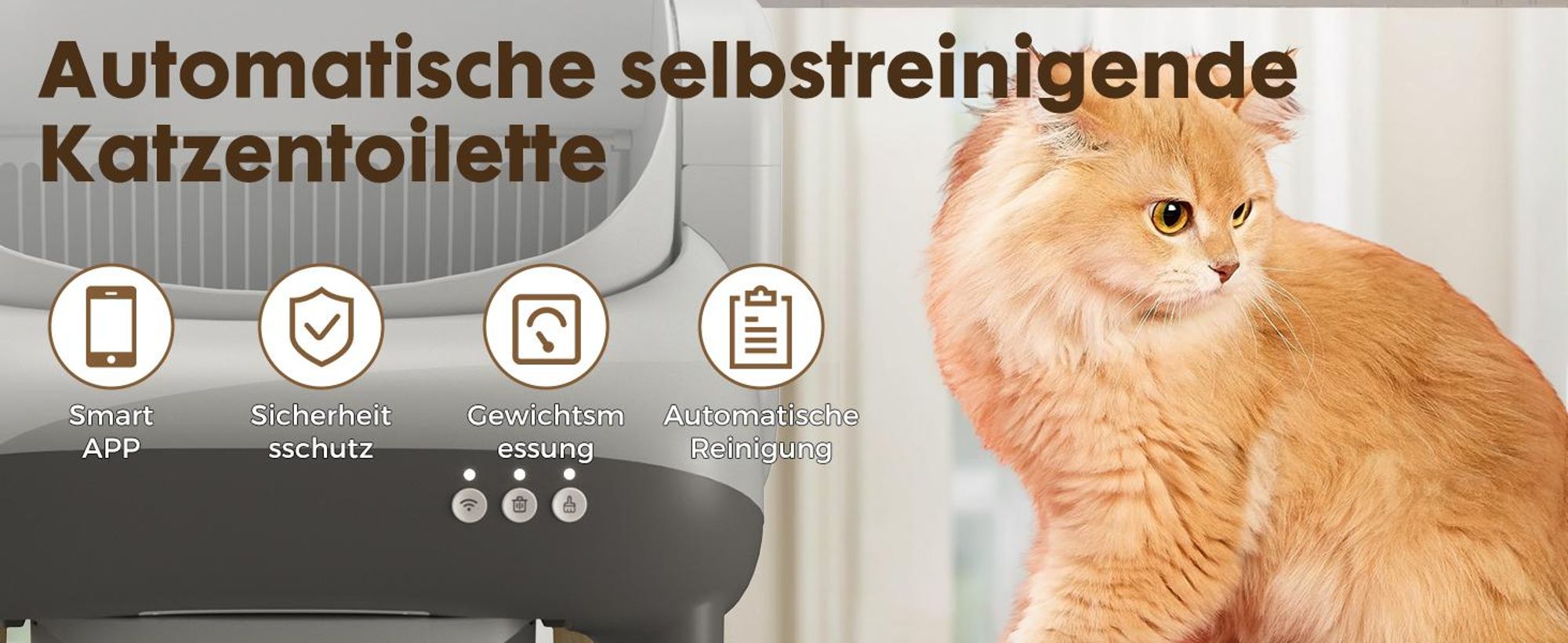 Katzentoilette Oben offene Automatische Katzenklo selbstreinigend Katzentoilette XXL Große Fassungsvermögen,App-Steuerung,für mehrere katzen