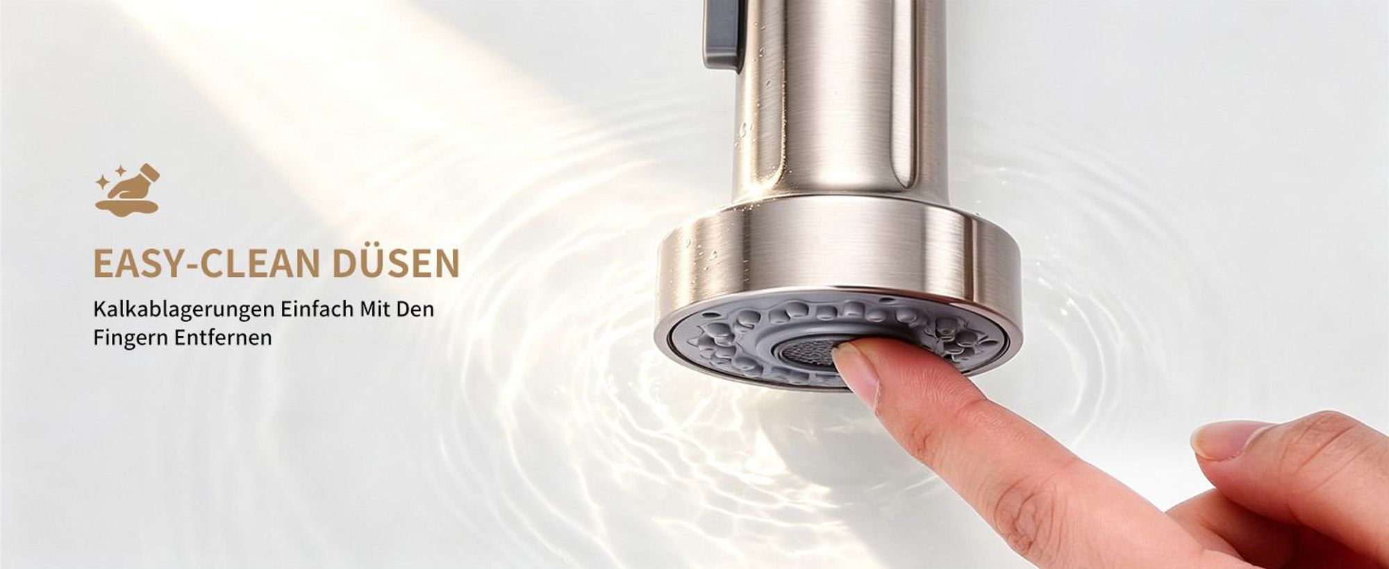 Homelody Vorfenster Küchenarmatur 90° Faltbar 360° Drehbare Hochdruck Edelstahl 304 Wasserhahn Küche mit Brause Ausziehbar 2 Strahlarten Gebürstet