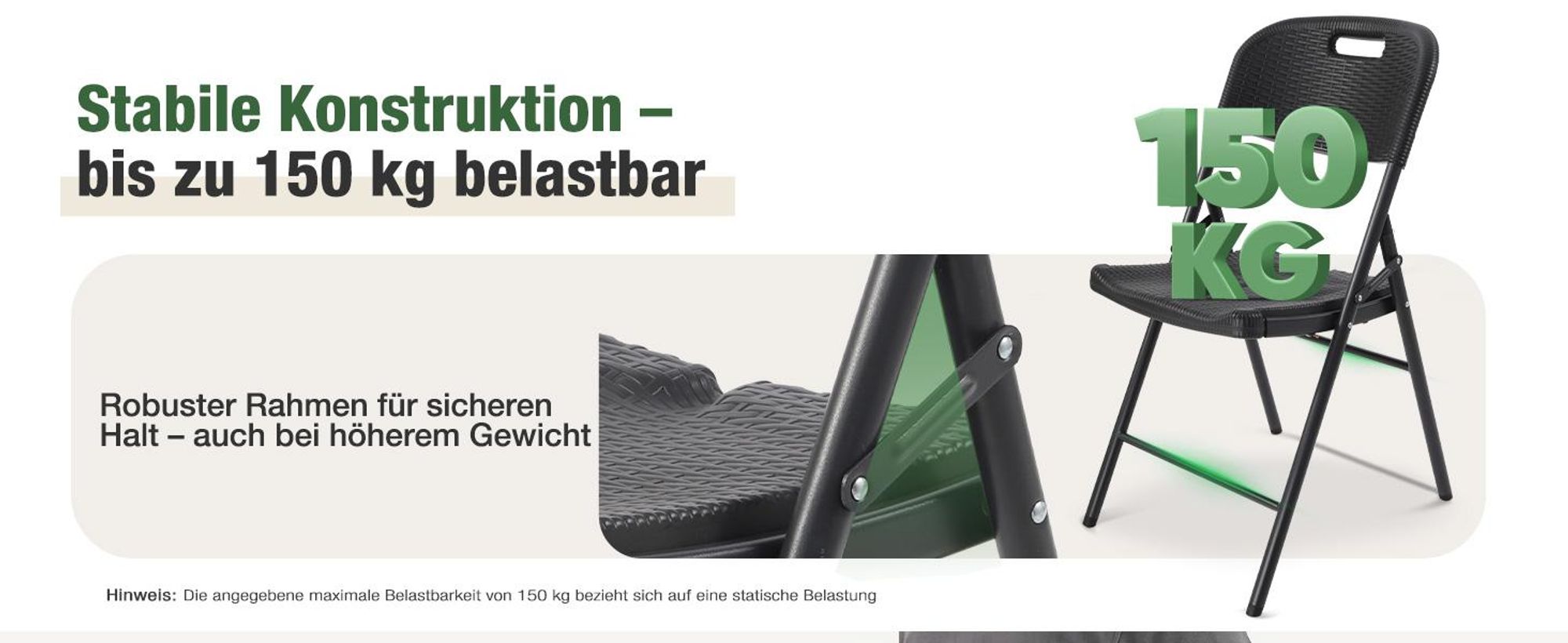 Klappstuhl Set bis 150kg belastbar faltbar stabil Terrasse Gartenstuhl 2er Set