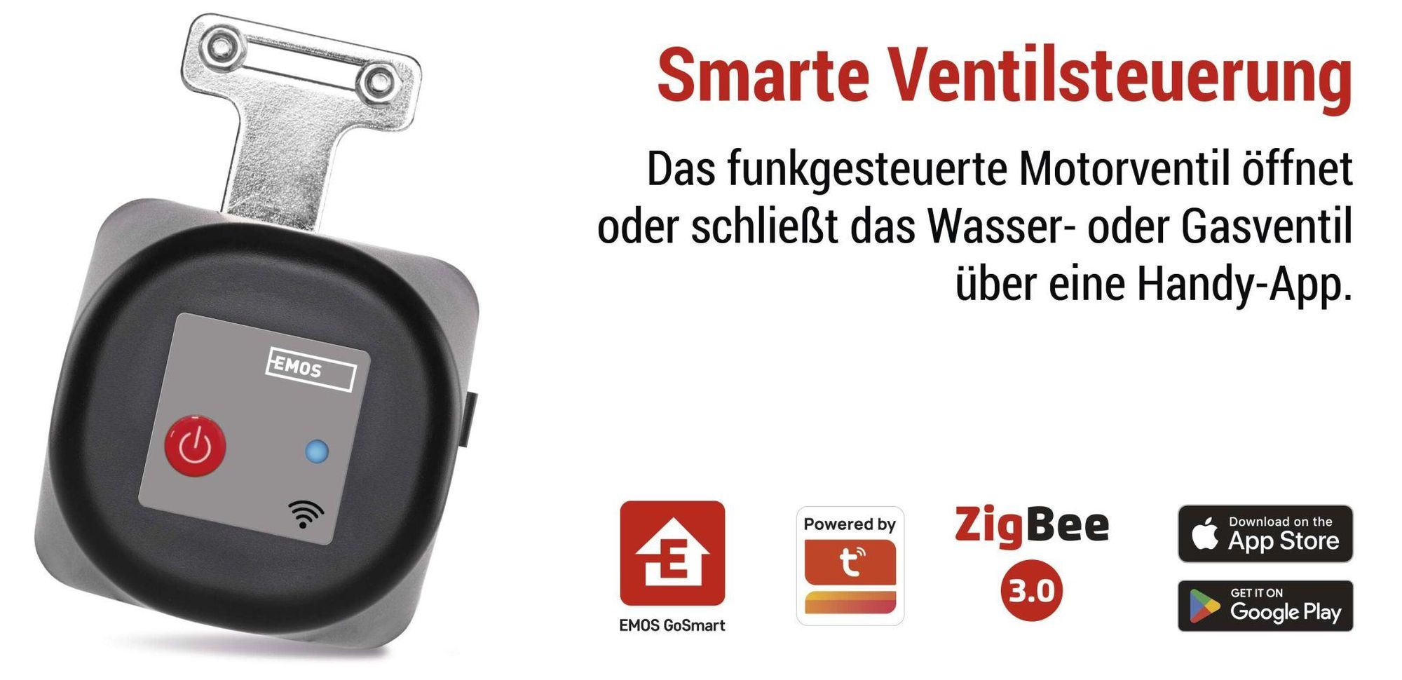 EMOS GoSmart - Smart Home motorisierter Ventilschließer für Wasser/Gas mit App, Zigbee, Timer, leiser Betrieb, Google Home, Alexa kompatibel , P5640S