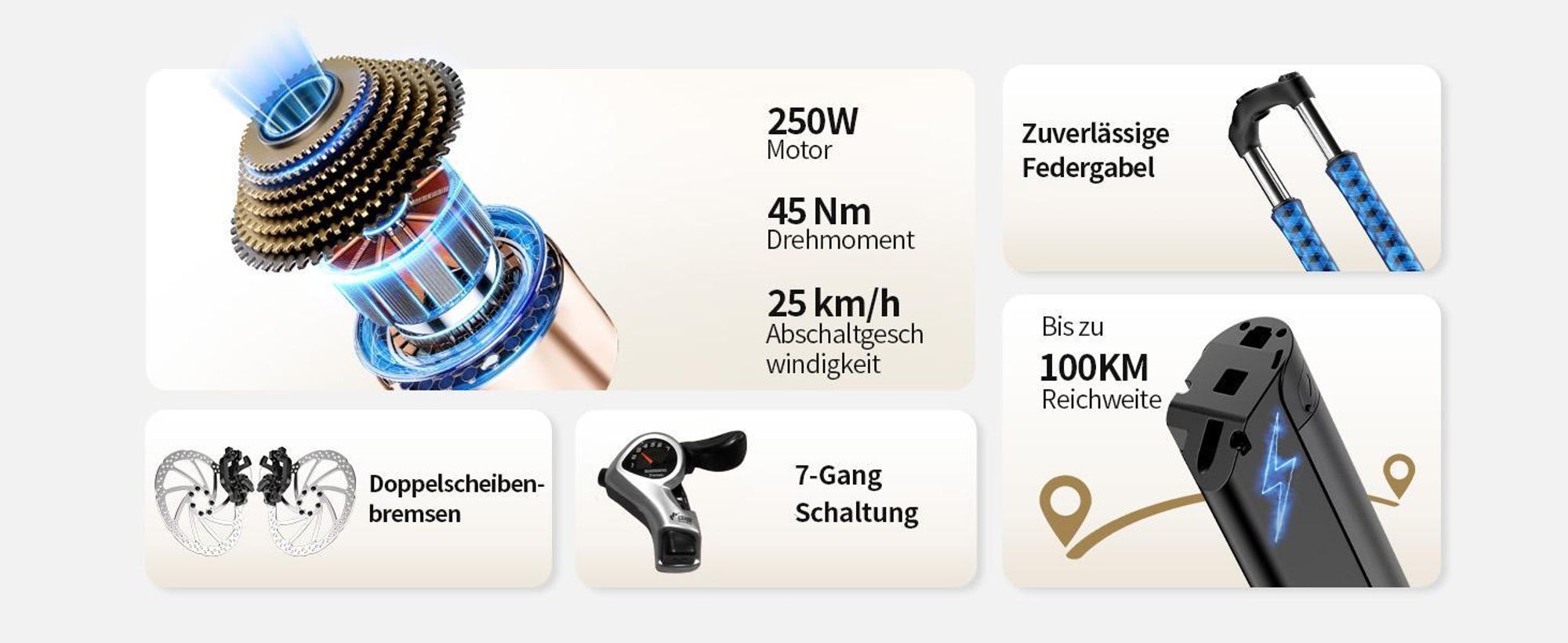 Runetic Ebike, City e-bikes & Dutch e-bikes, 250W Motor, herausnehmbarer 36V 13Ah Akku, bis zu 100 km Reichweite, 7 Gänge, 25 km/h - Grün