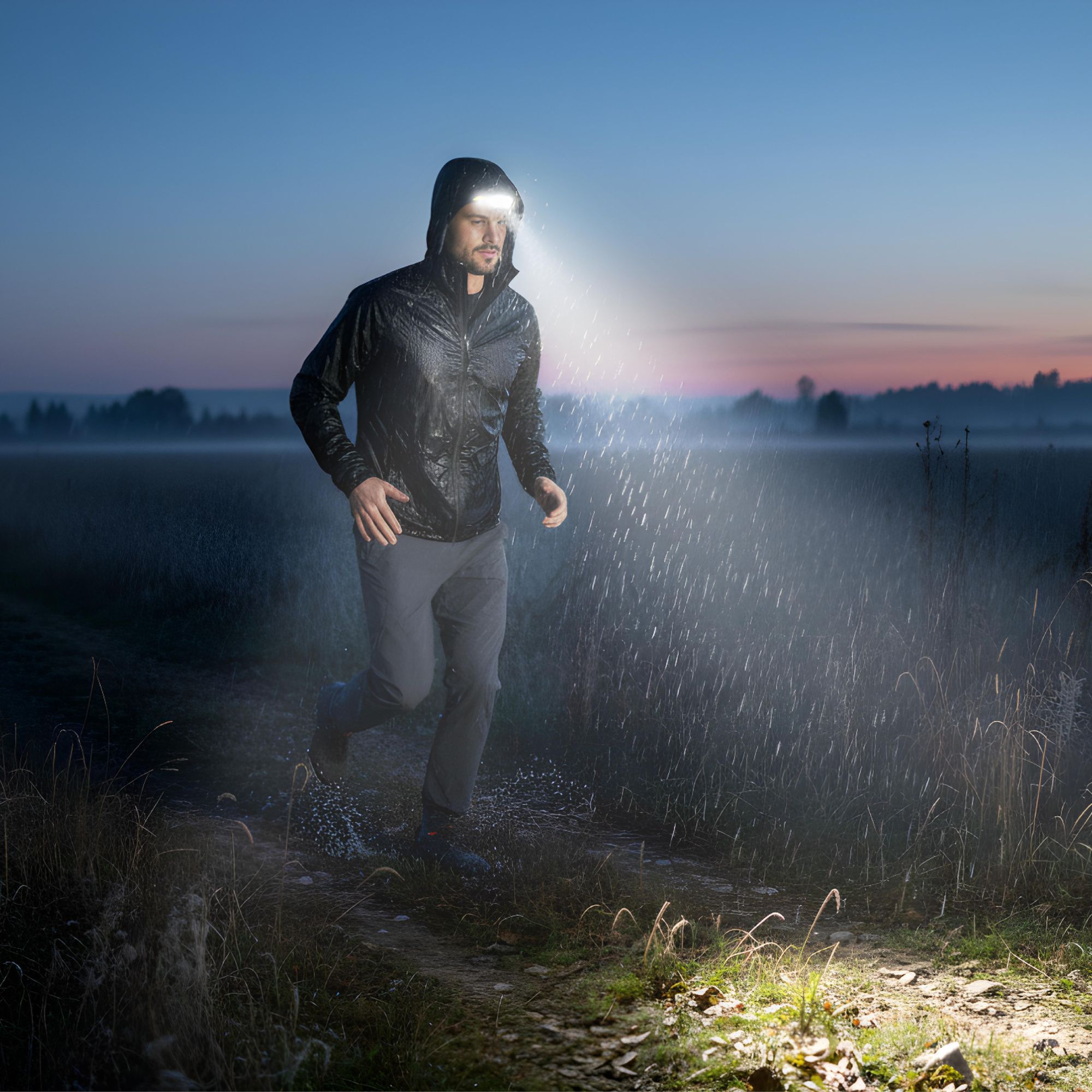 LED Stirnlampe USB-C wiederaufladbar, 270° COB Stirnleuchte mit Bewegungssensor, IPX4 wasserdicht für Joggen & Camping, EVI TECH LightCore 1200mAh