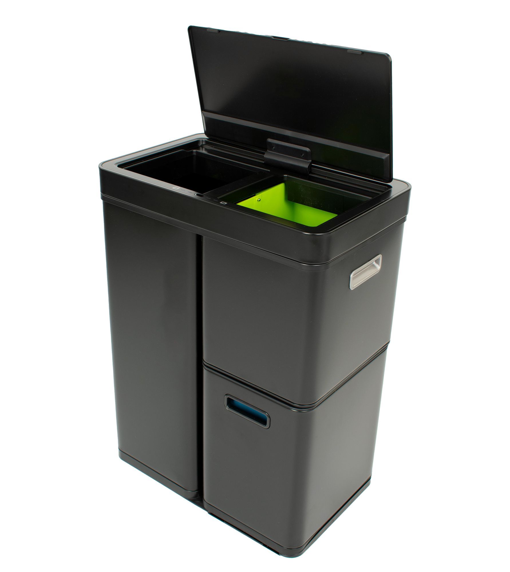 EKO - Mirage Plus Sensor Recycler Abfalleimer 30+15+15 Liter - Acier peint par poudrage Plastique - Schwarz