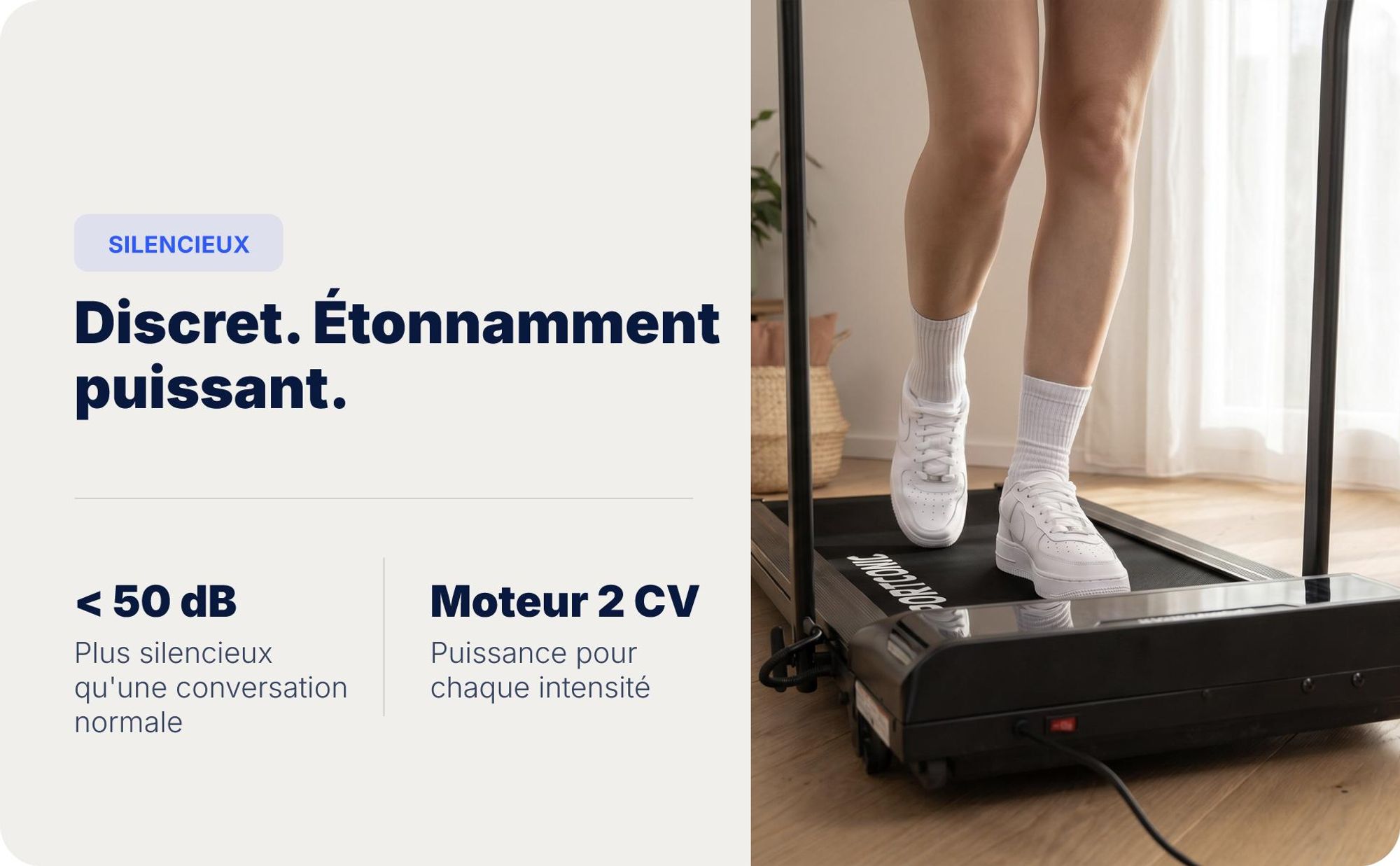 Sportconic Tapis de Course Électrique 12 km/h, Walking Pad Pliable Maison Bureau, Inclinaison 9%, Écran LED, Support Tablette