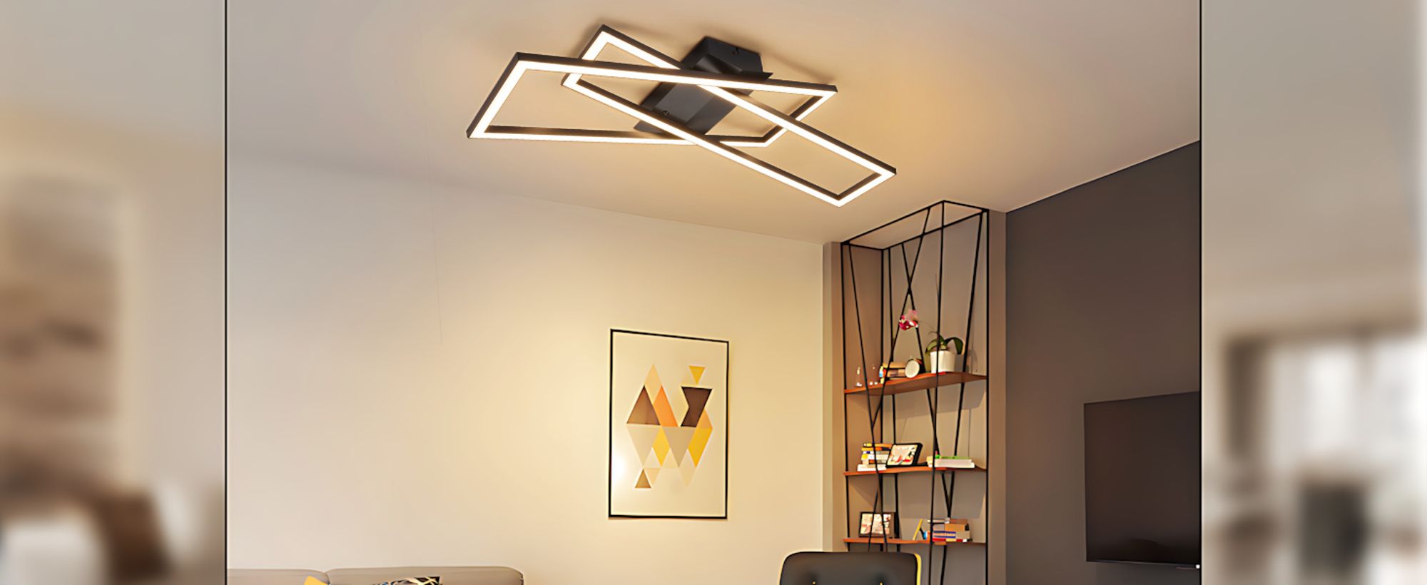 ZMH LED Deckenlampe Schwarz Wohnzimmer Deckenleuchte Dimmbar mit Fernbedienung 36W Modern Schlafzimmerlampe Küchenlampe Flur Eckig Deckenleuchten