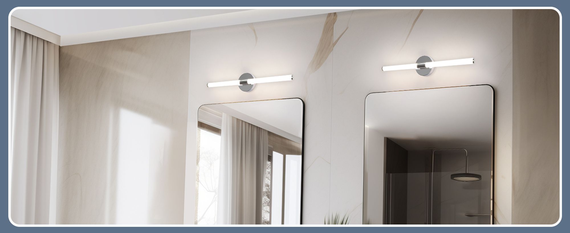 ZMH Spiegelleuchte  60CM Wandlampe LED Wand  Lampe 8W Wandleuchte 4000K Neutralweiß Modern Chrom