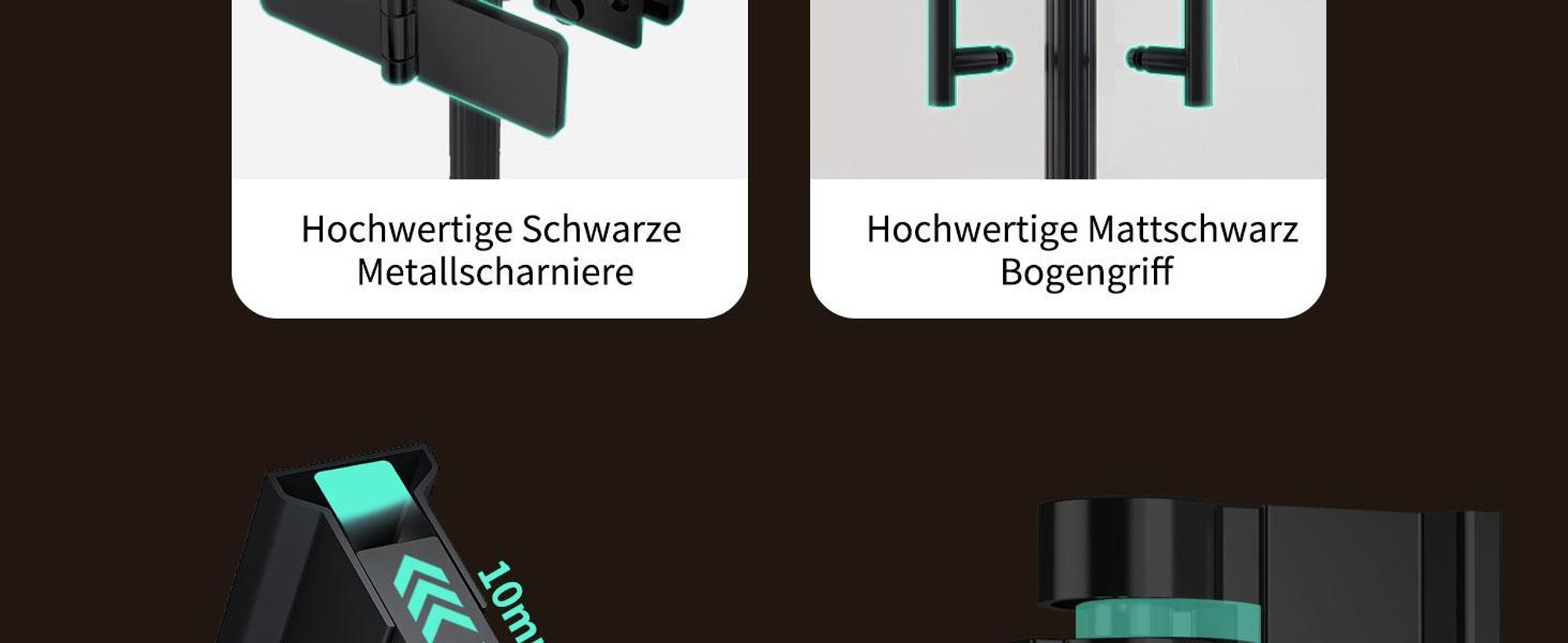 Falttür Duschkabine 90x90x195cm Eckeinstieg Duschabtrennung Doppelt Falttüren Eckdusche Faltbar Duschwand Schwarz Faltdusche aus ESG-NANO GLAS