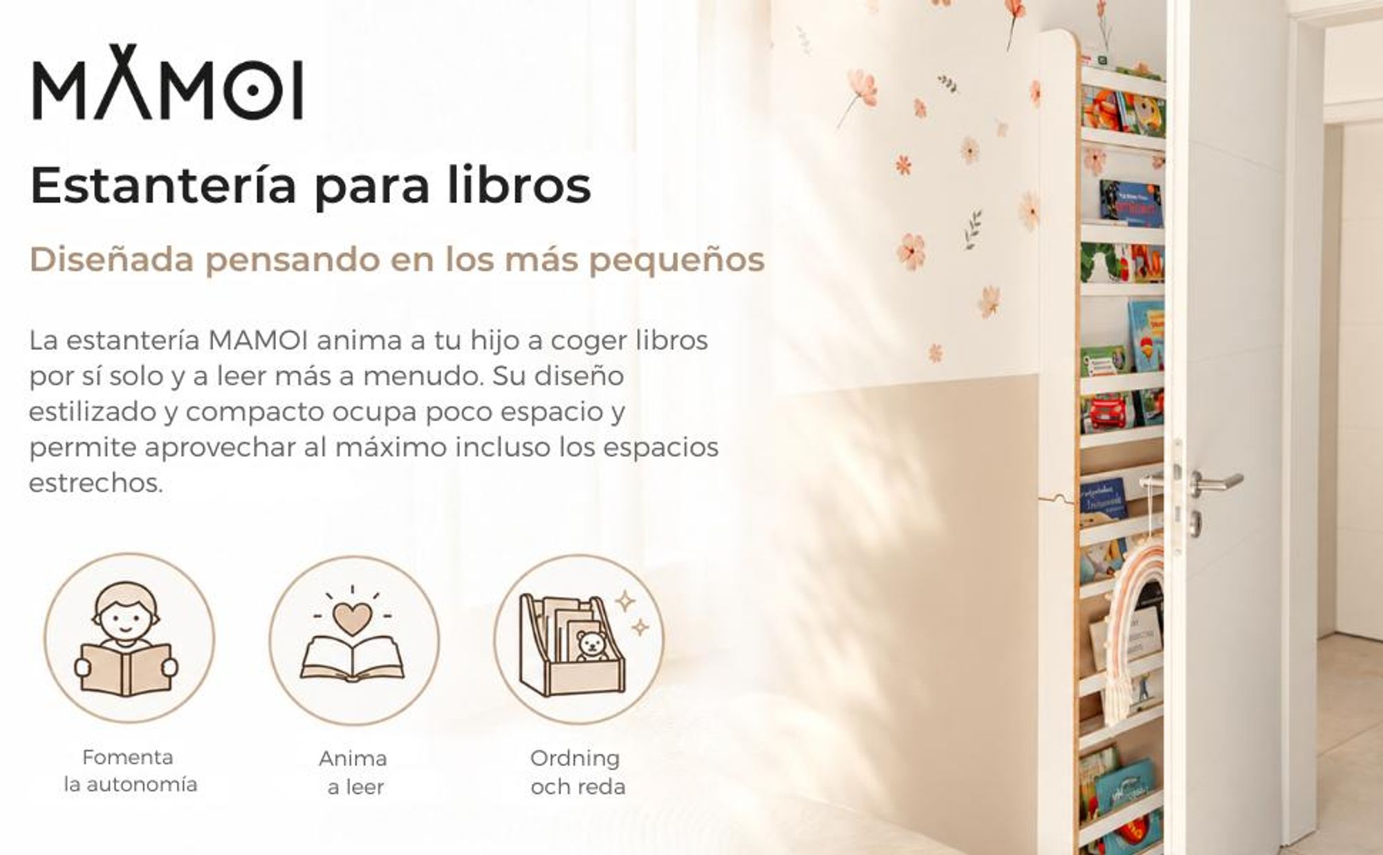 MAMOI®: estanterías para libros infantiles, estanterías para habitaciones infantiles, estanterías para libros, estanterías, estanterías de pared para niños, estanterías infantiles