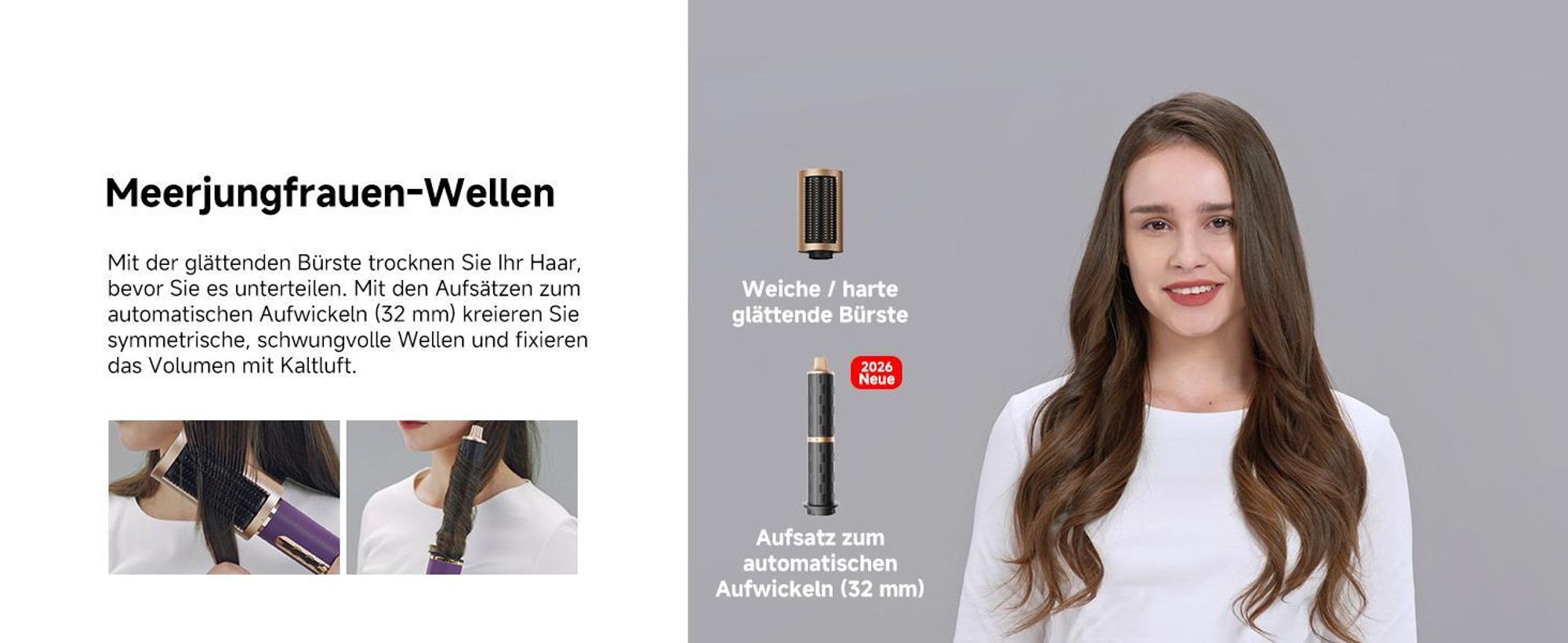 Dreame AirStyle Pro,7in1-Multistyler,Schnelltrocknend,2 Lockenaufsätze,Volumen für das Haar,glättende Bürste,Kräusel-Reduzierung,2026Neue Version,Lila