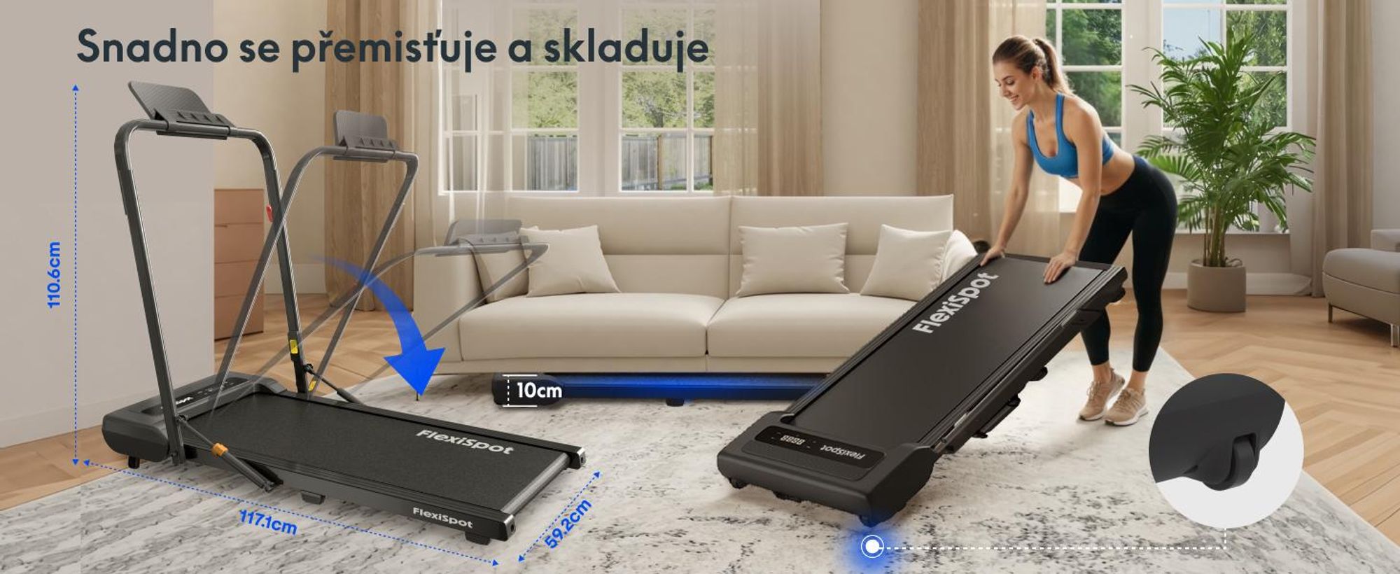 Běžecký pás FLEXISPOT, 3 v 1 Walking Pad, 1–12 km/h, nosnost až 140 kg, s funkcí aplikace, LED displejem, dálkovým ovládáním, pro domácnost a kancelář, černý