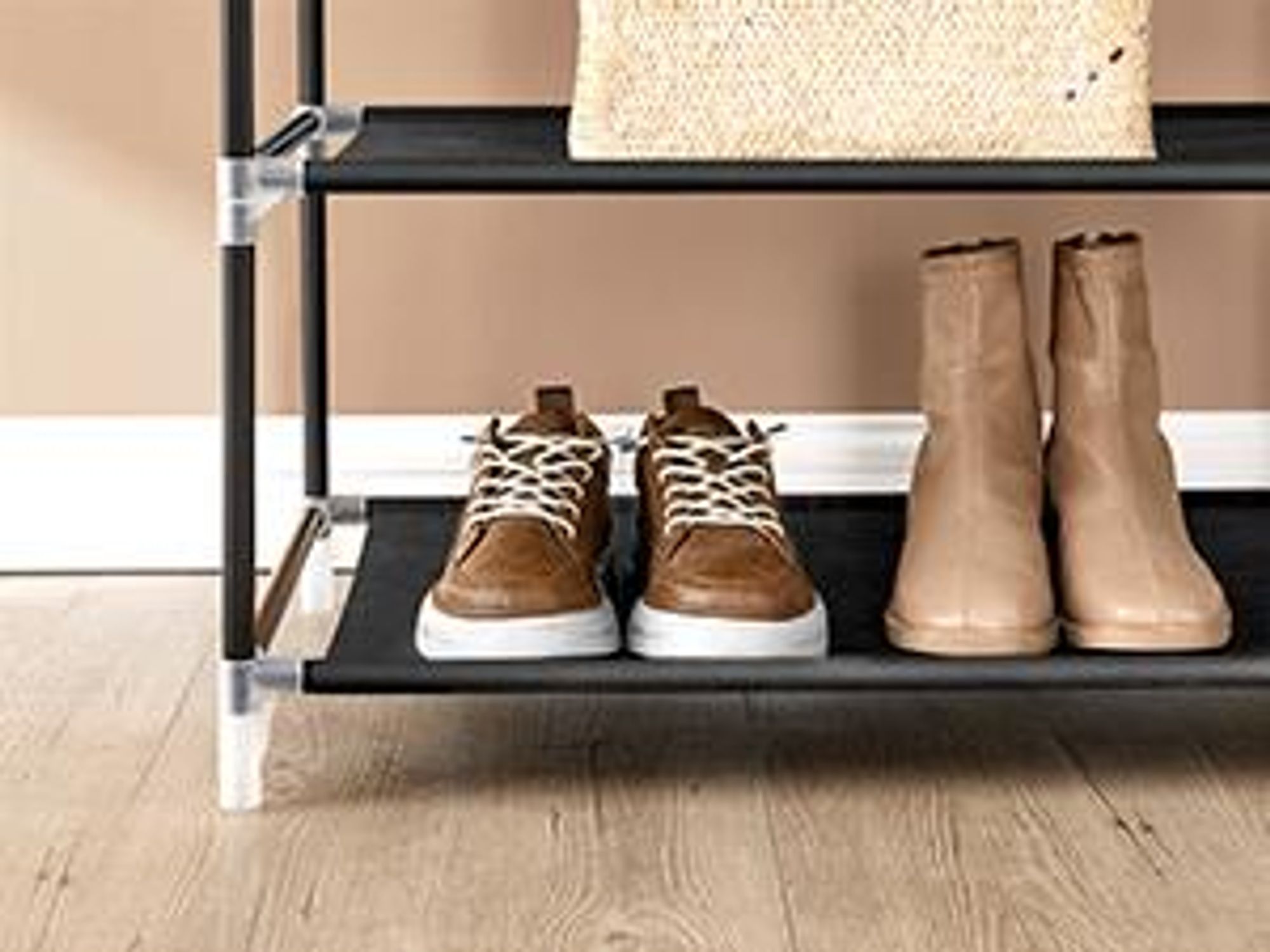 SONGMICS Stoffschrank, Kleiderschrank, 2 Hängefächer, mit Ablagen, 4 Seitentaschen, schwarz