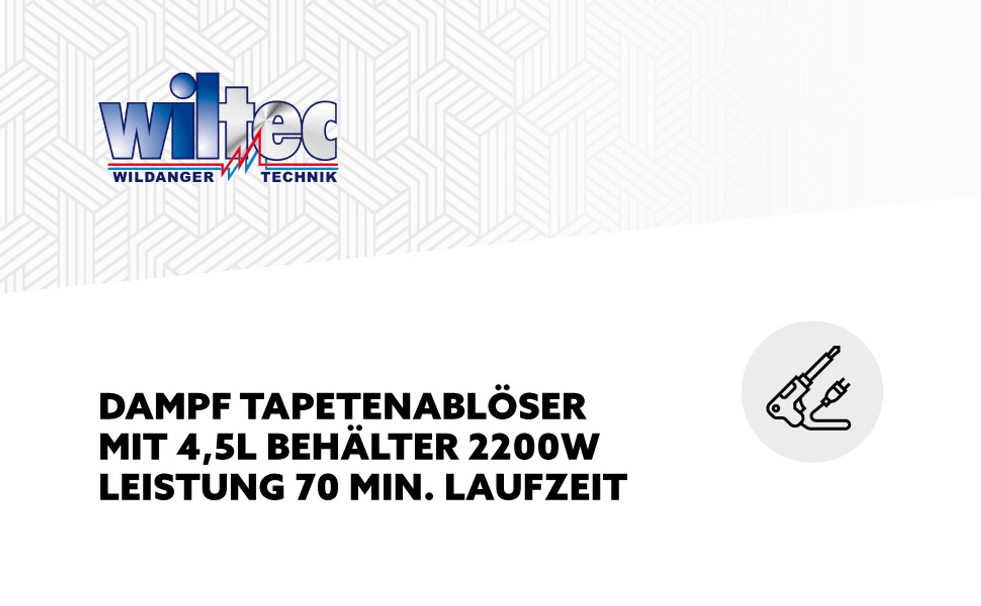 Wiltec Dampf Tapetenablöser 2200 W, Tapetenlöser mit 4,5 L Behälter und 70 min Laufzeit, chemieloser und robuster Tapetenentferner