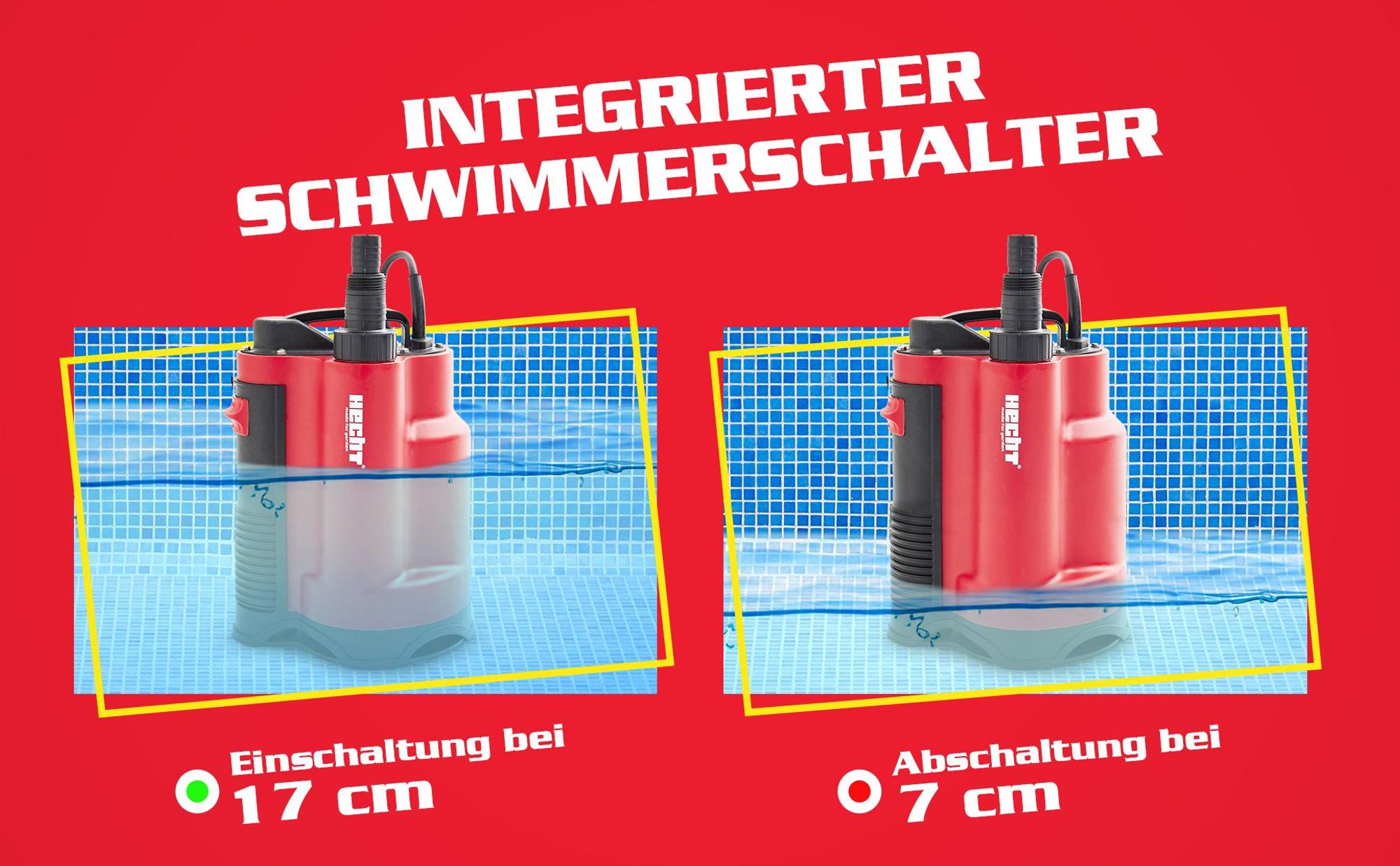 HECHT 3775 Schmutzwasserpumpe | integrierter Schwimmer | 750W | 13.000 l/h | 9m Förderhöhe
