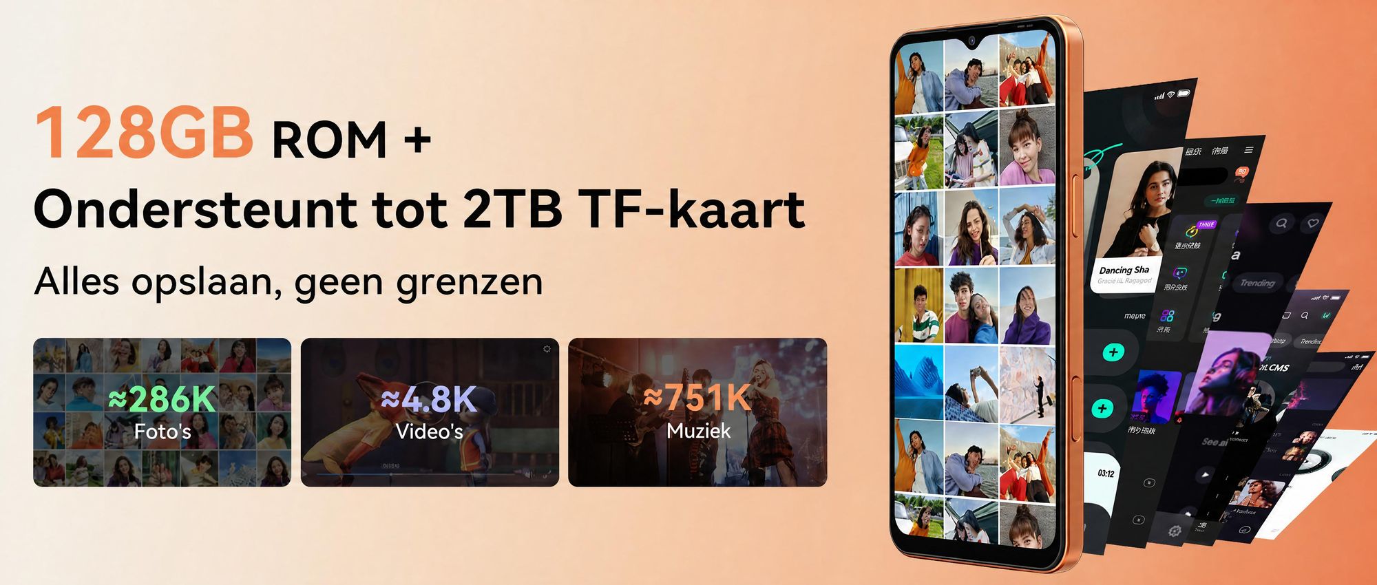 Blackview WAVE 7C smartphone, zonder abonnement, 6,56 inch, Android 16, 16GB + 64GB/2TB (TF-kaart), gezichtsherkenning, 5000mAh batterij, 32MP camera, dual-SIM, WiFi 5, IP54 (stof- en spatwaterdicht)