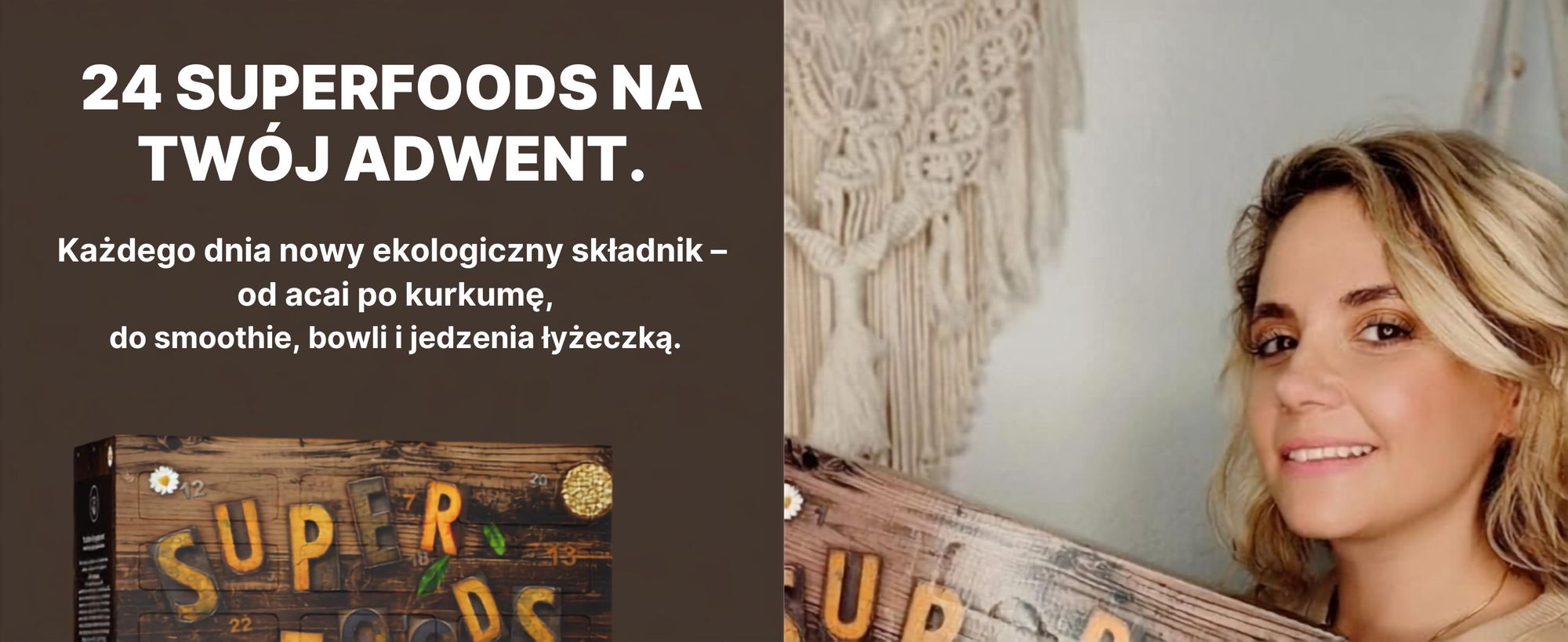 BOXILAND® superfood kalendarz adwentowy 2026, bio, 24 rodzaje, acai chia